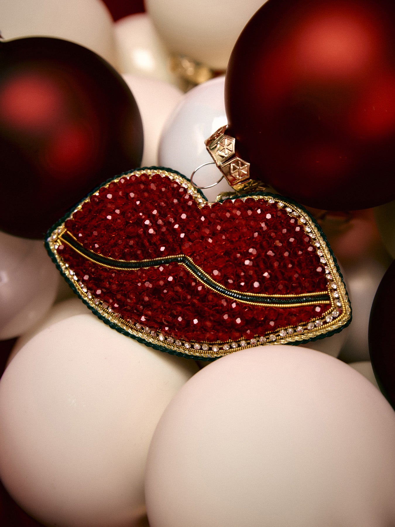 Red Beaded Lips Christmas Tree Hanging Decoration