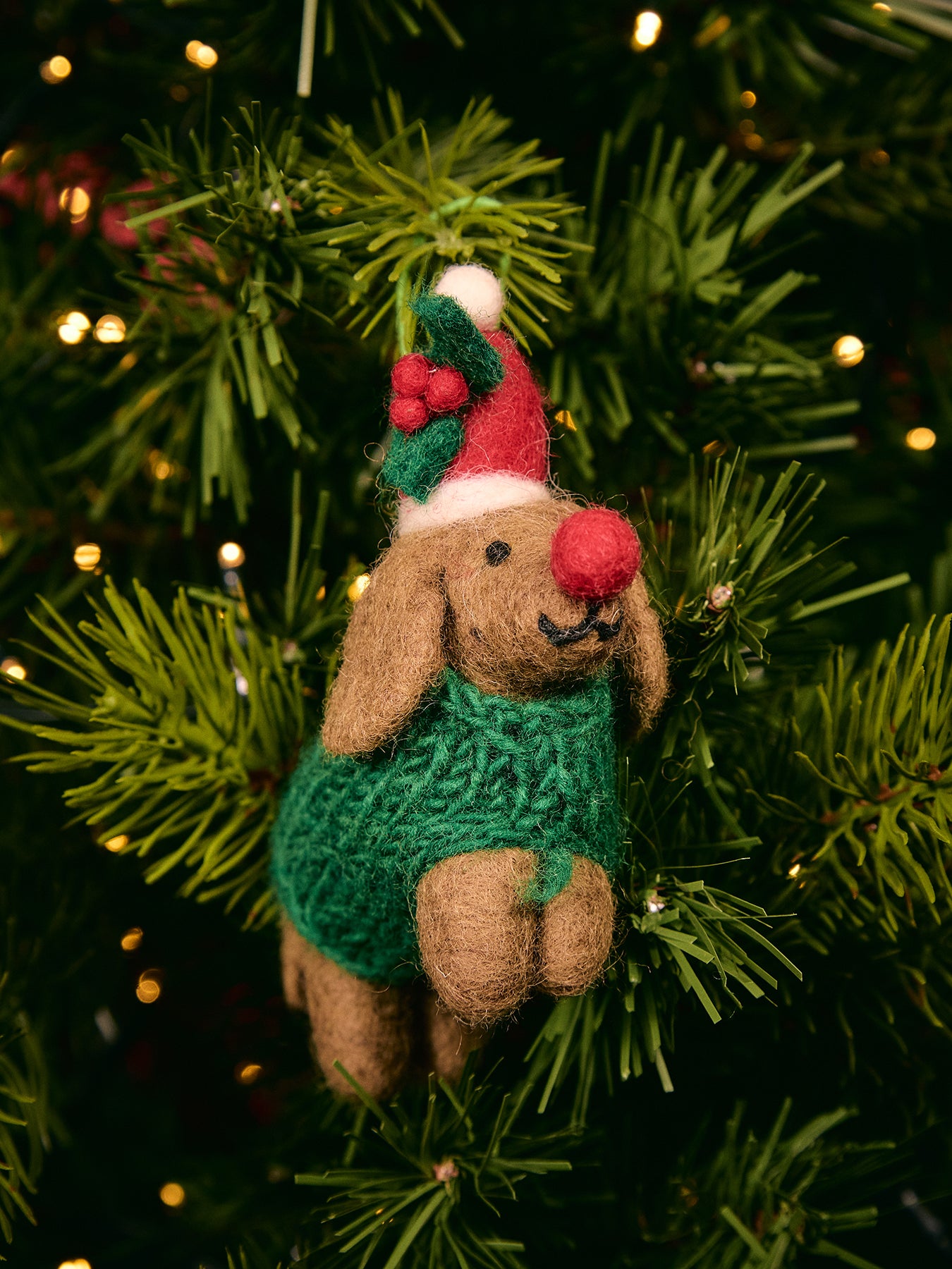 Felt Rudolph Dachshund Hanging Decoration