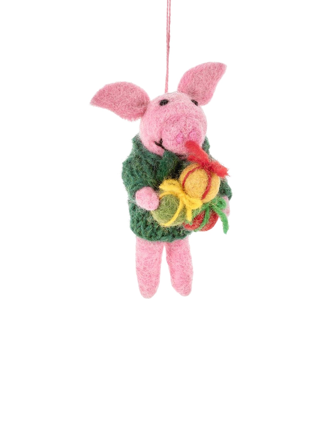 Poppy the Pink Felt Christmas Tree Hanging Decoration