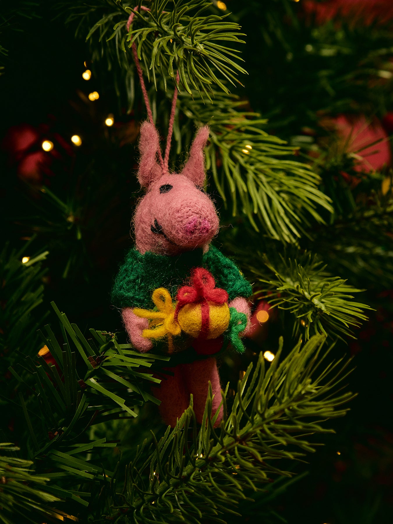 Poppy the Pink Felt Christmas Tree Hanging Decoration