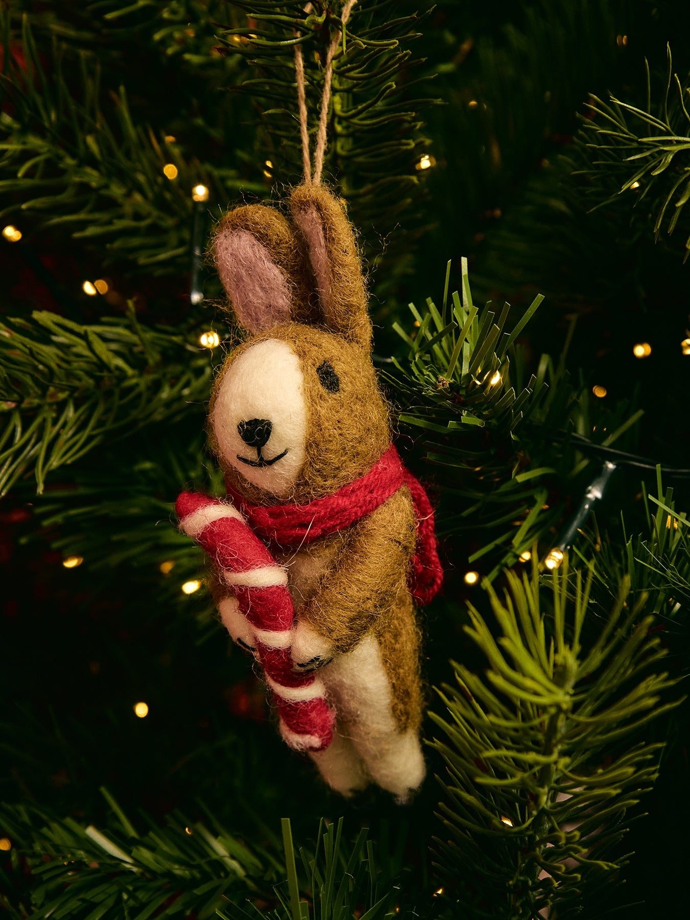 Cinnamon the Rabbit Felt Christmas Tree Hanging Decoration