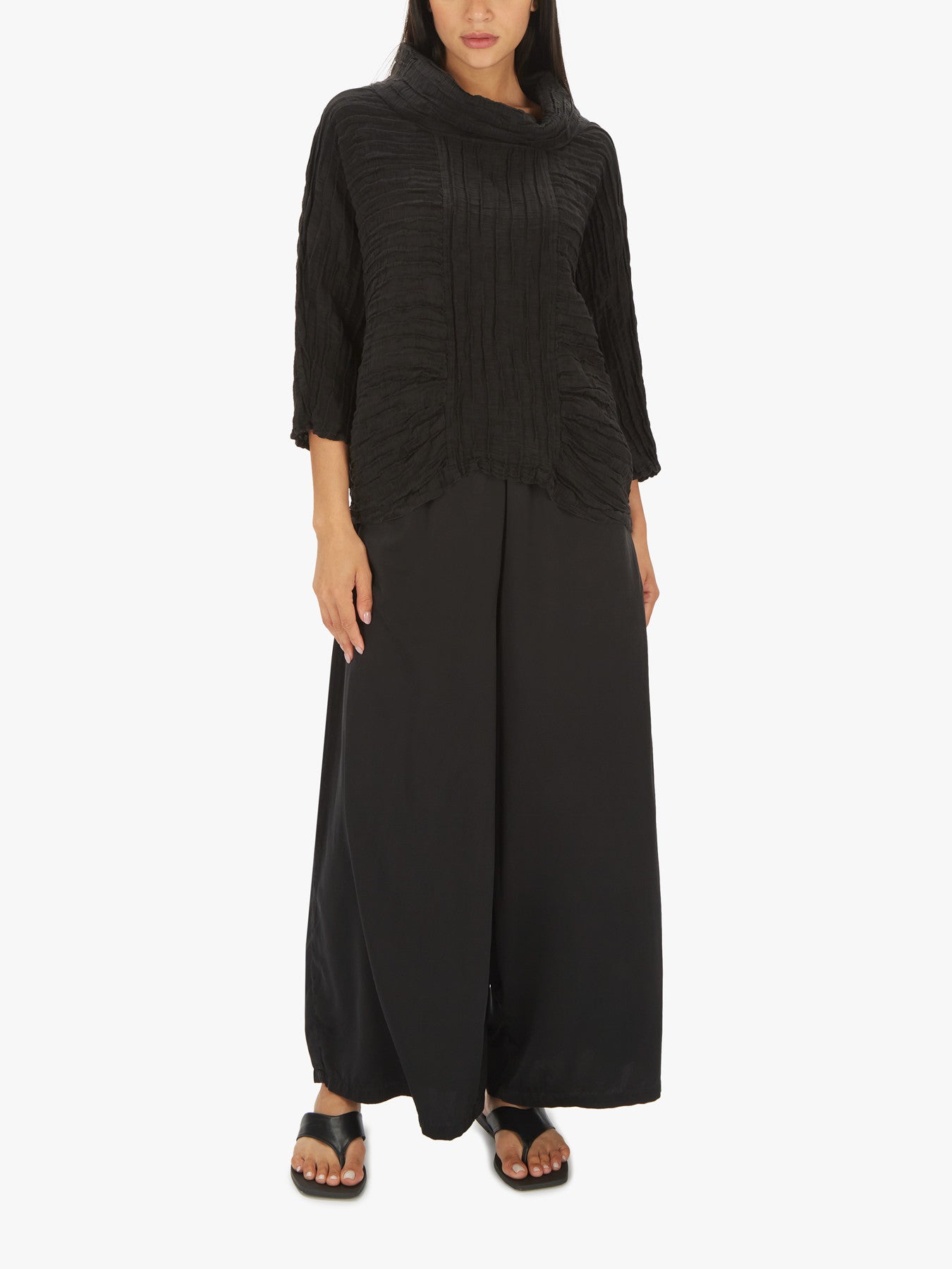 Cowl Neck Crinkle Blouse