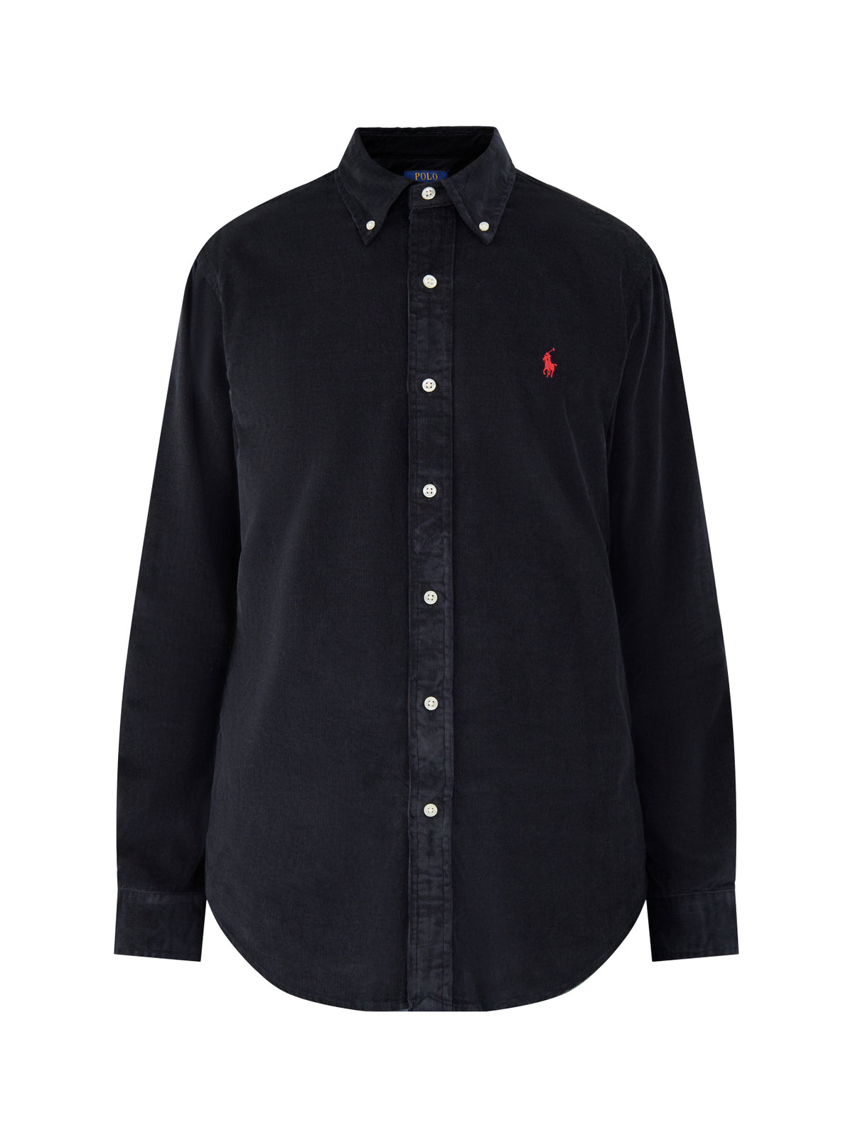 Custom Fit Cotton Corduroy Shirt - Black