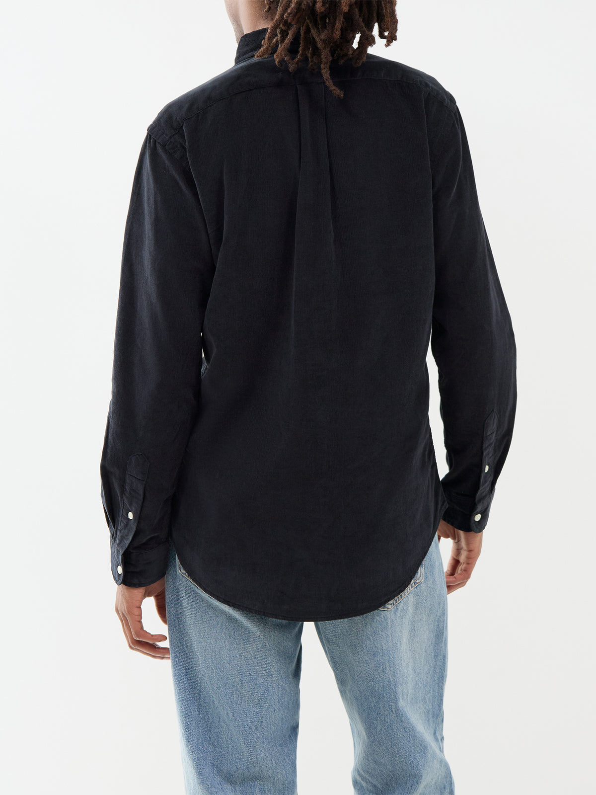 Custom Fit Cotton Corduroy Shirt - Black