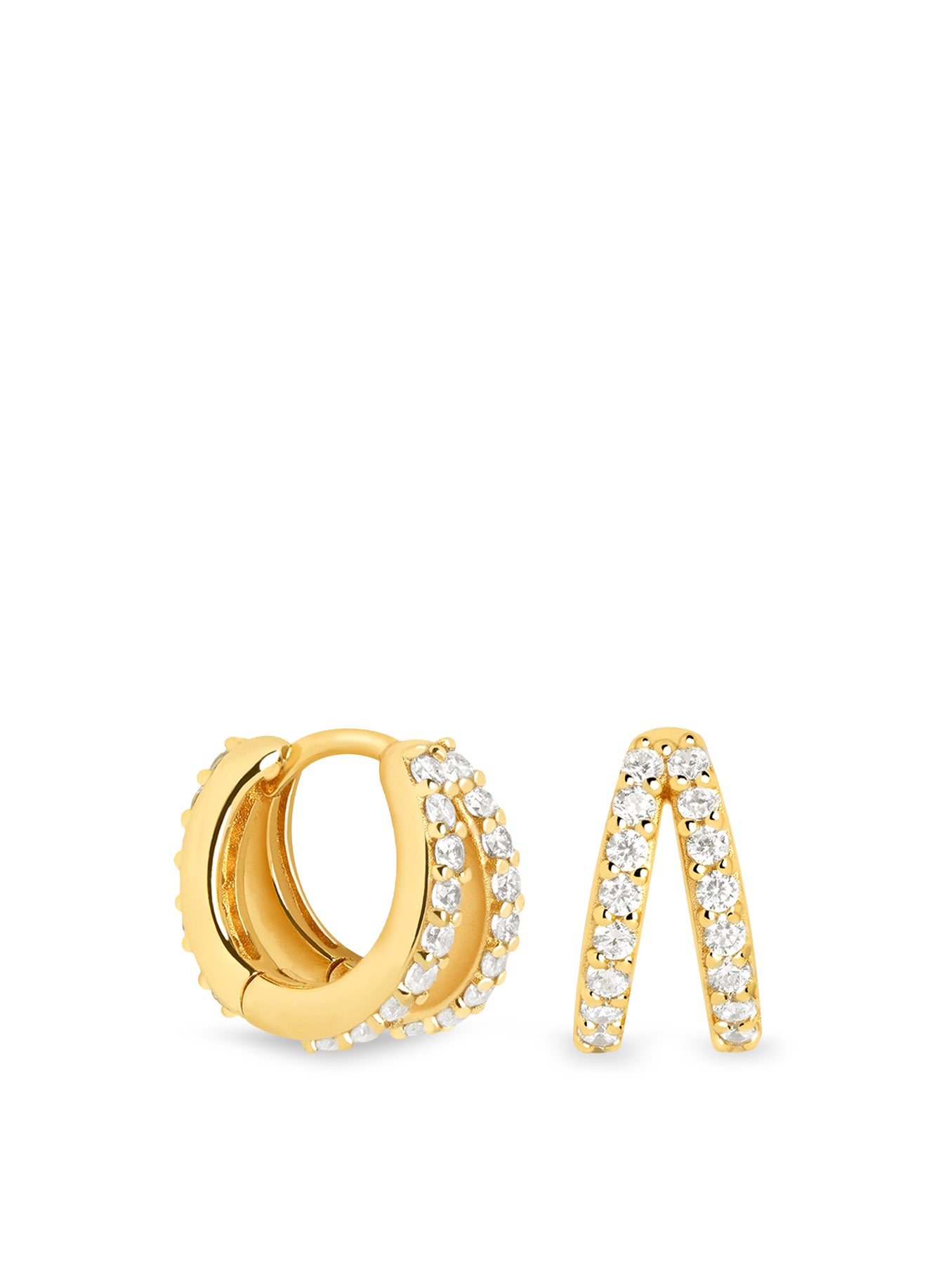 Illusion Crystal Huggie Hoop Earrings Gold