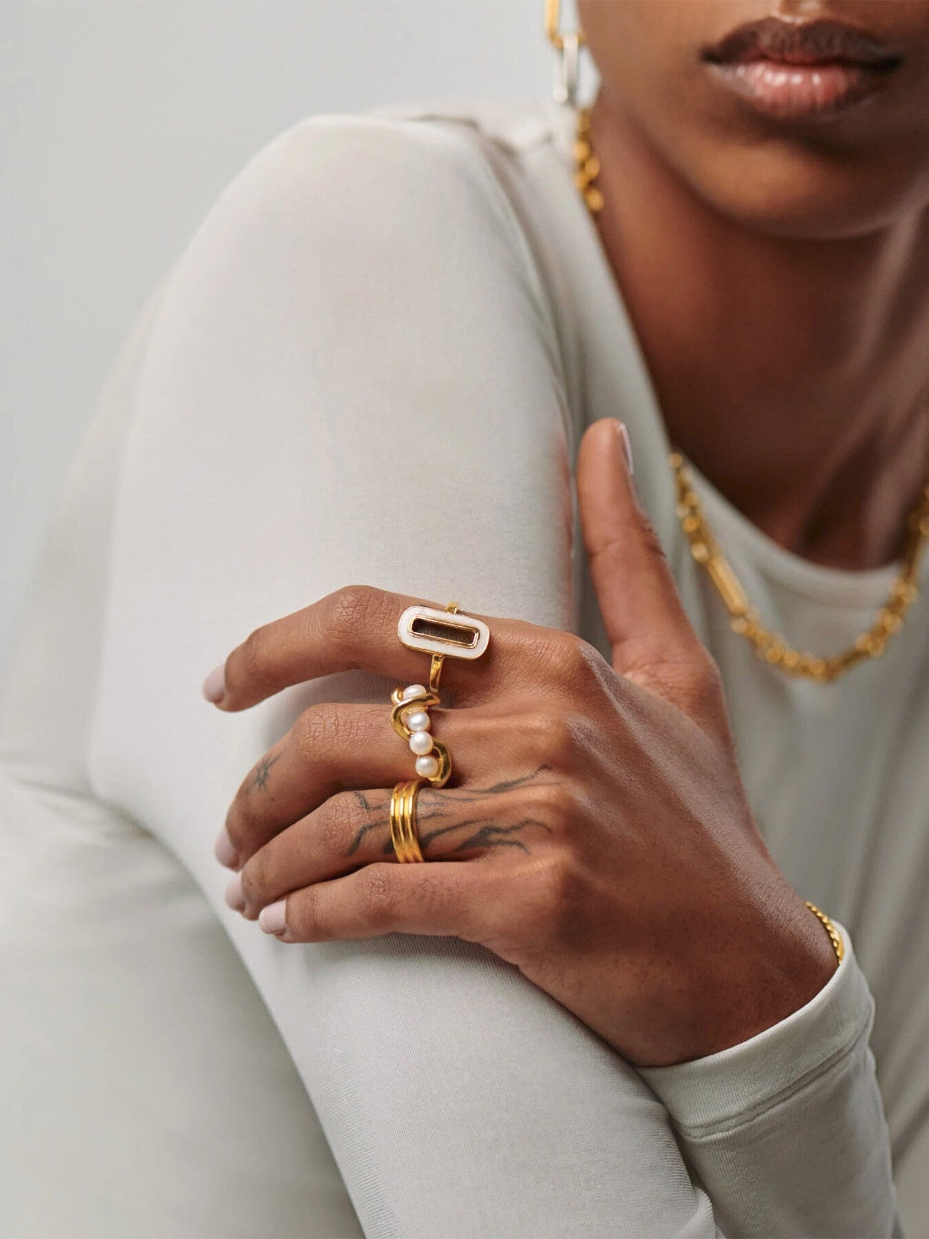 Molten Pearl Twisted Stacking Ring