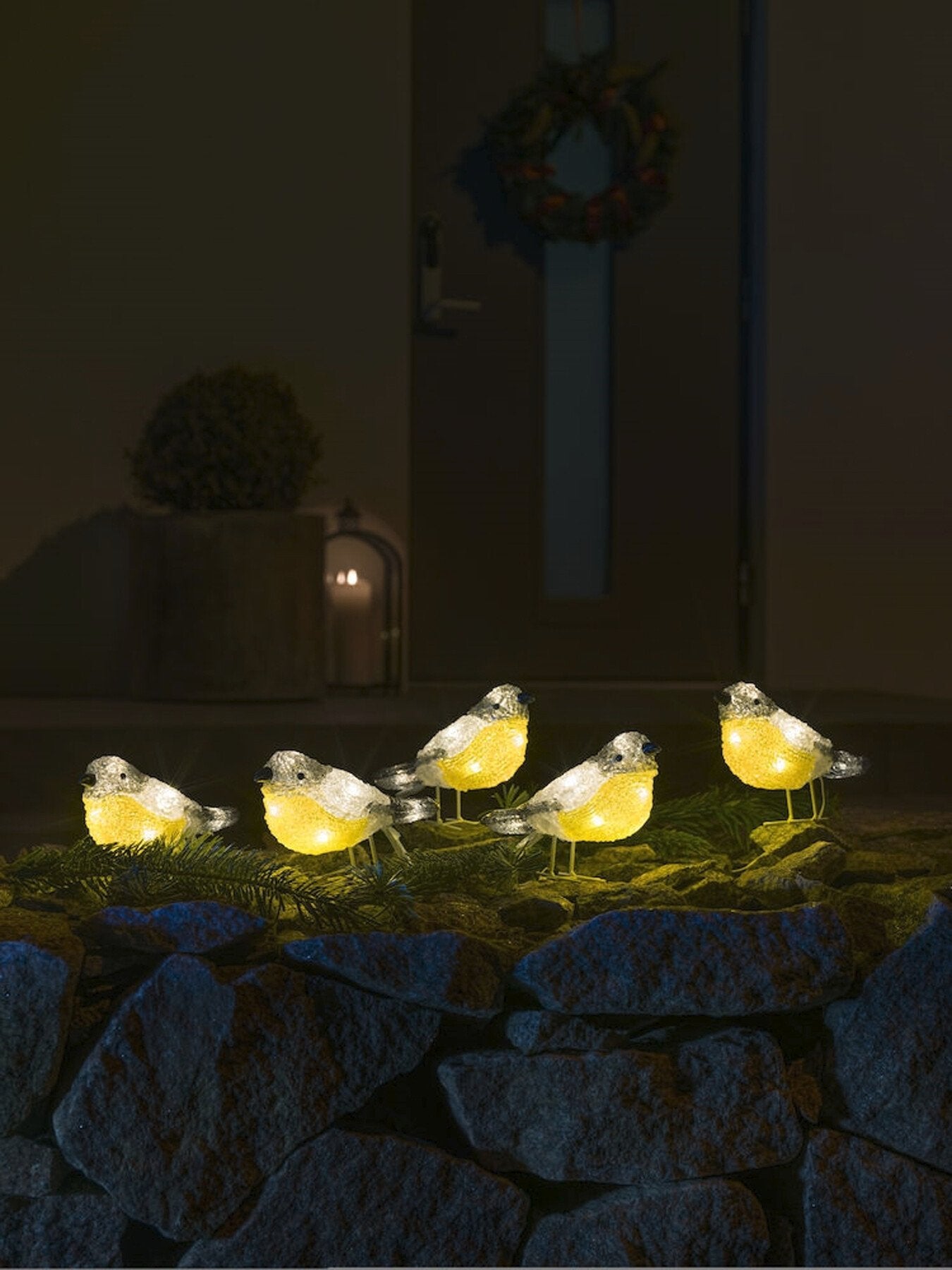 Acrylic Birds Set White Led Pack of 5