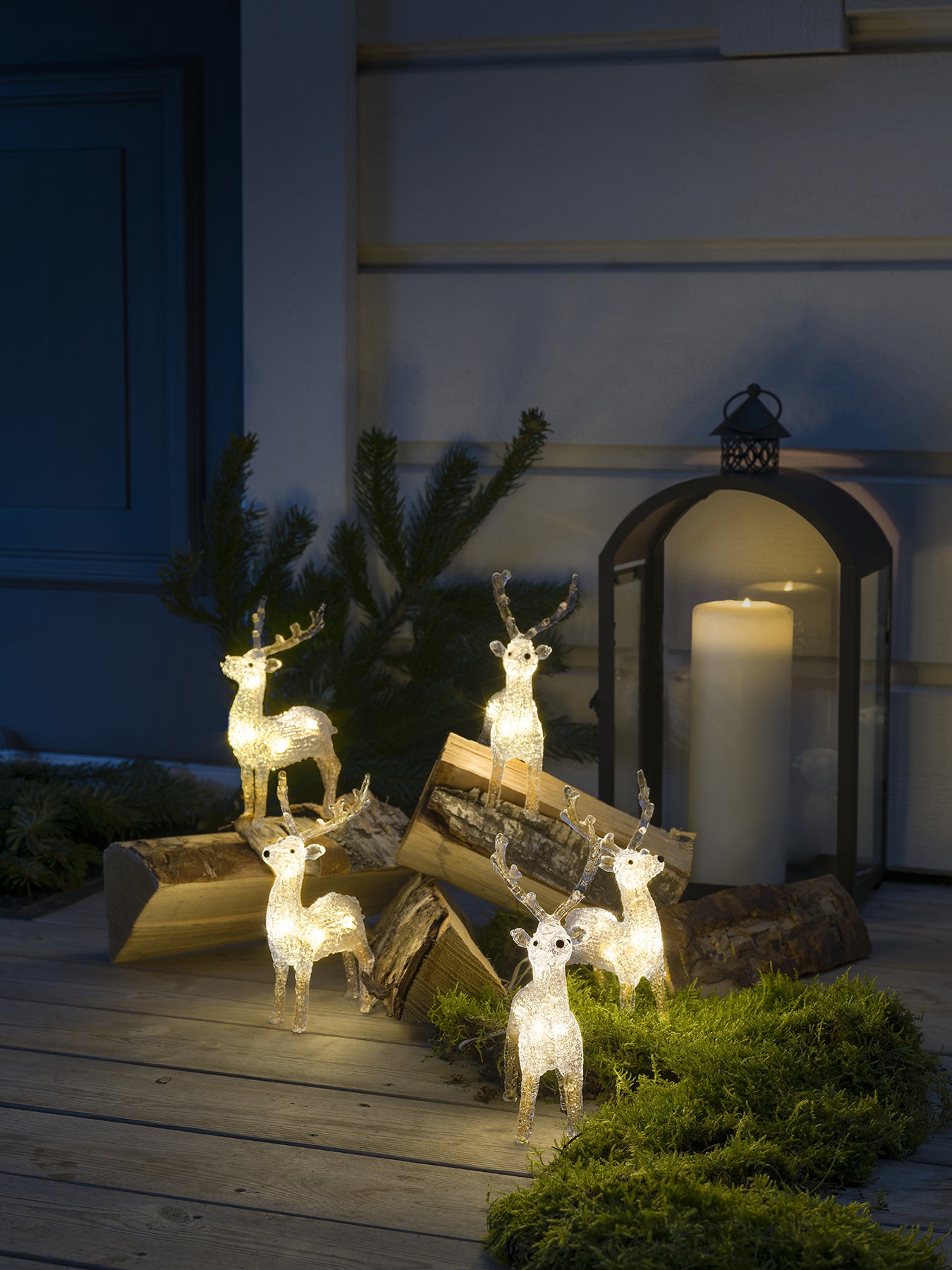 Acrylic Reindeer LED Lightset 5 Piece Warm White