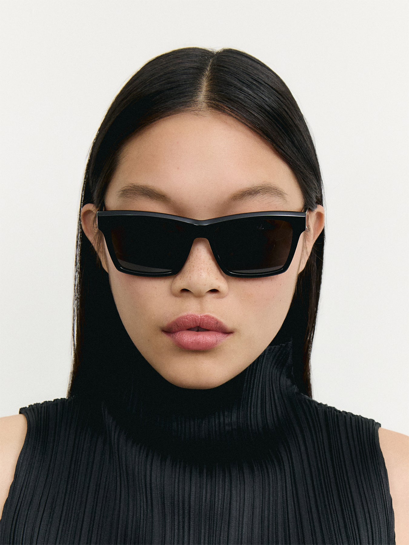 SLM104 Square Black Acetate Sunglasses