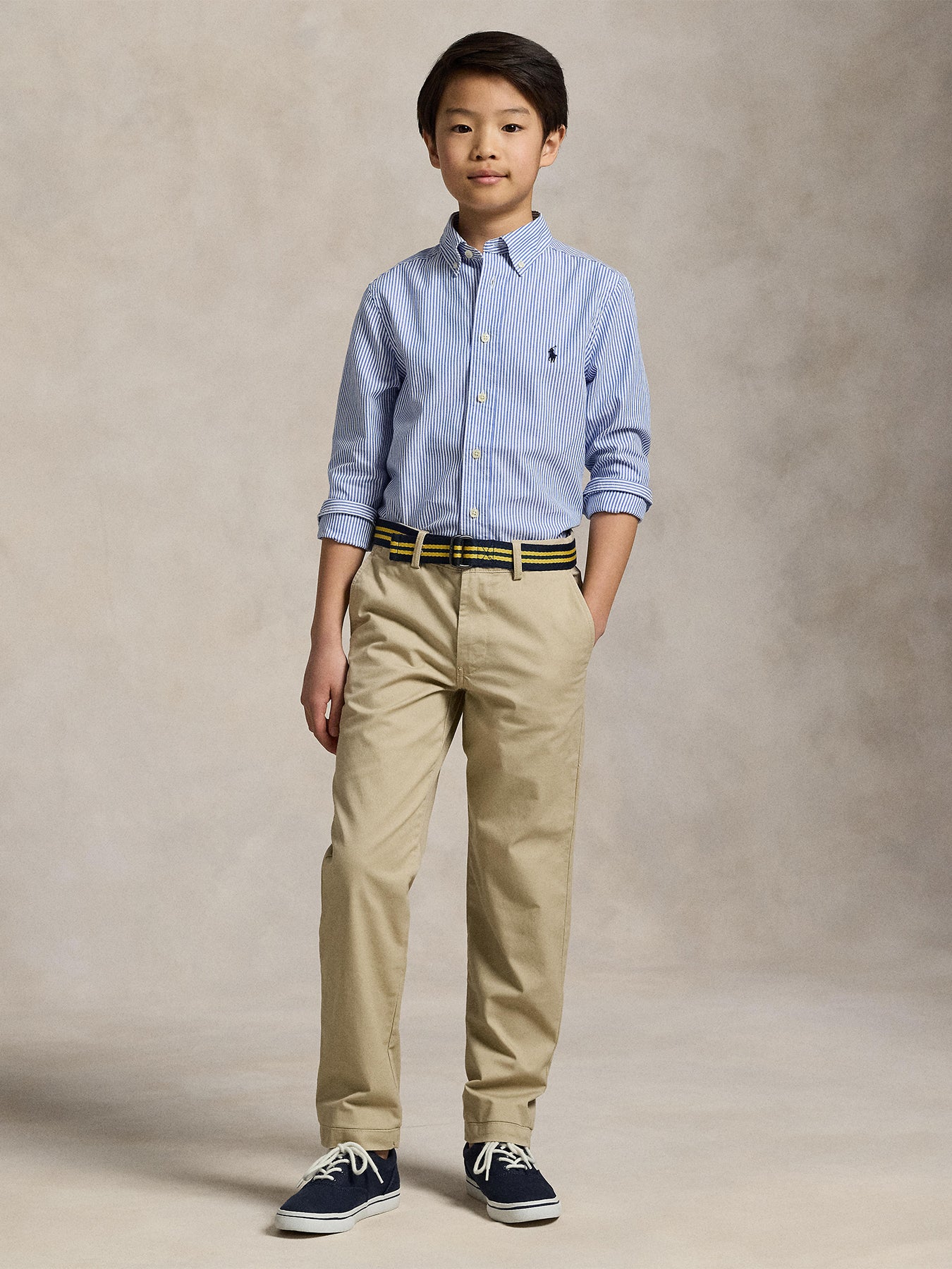 Kids' Bedford Flat Front Trousers Khaki