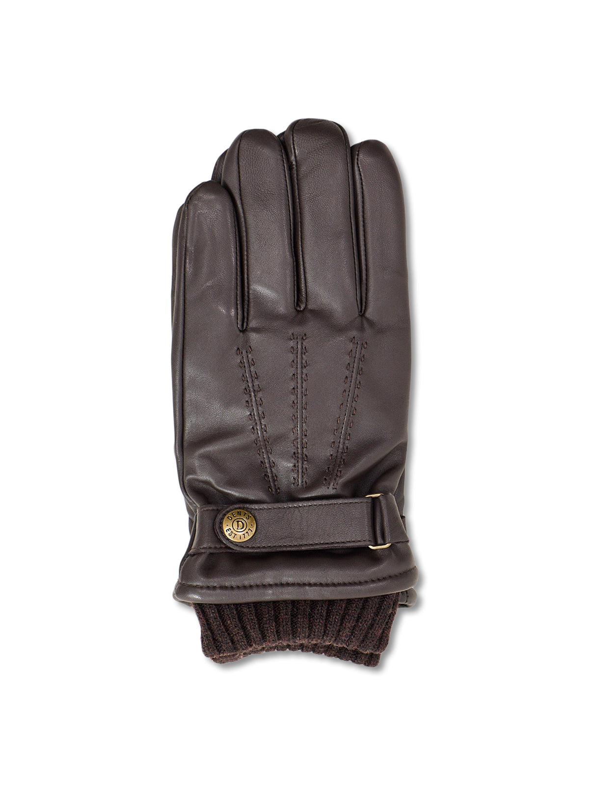 Leather Henley Touchscreen Gloves - Brown