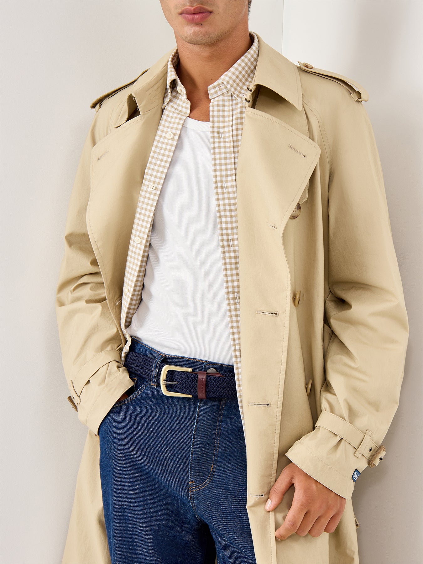 Barbour Stretch Webbing Leather Belt Navy