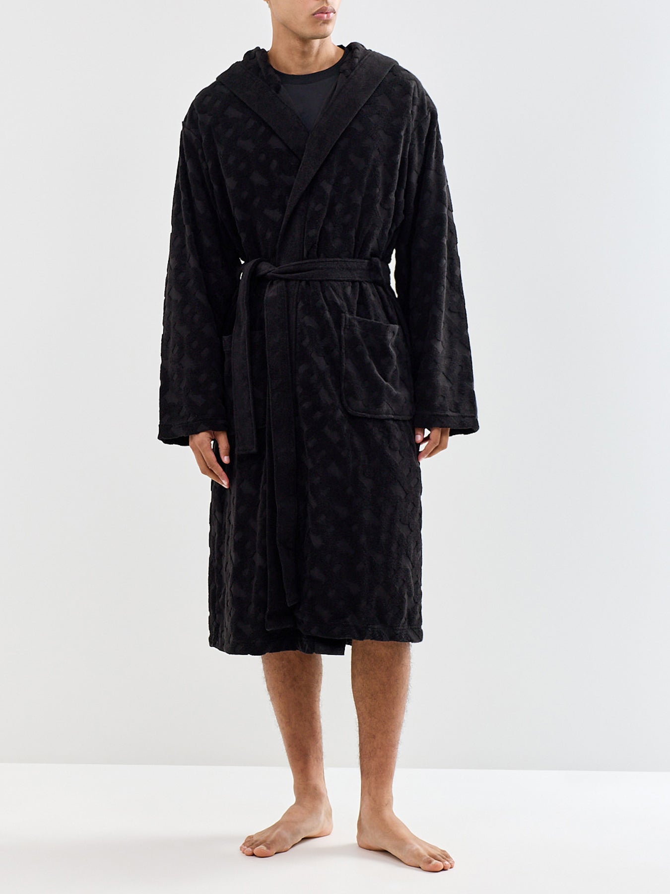 Cotton Blend Fashion Robe - Black