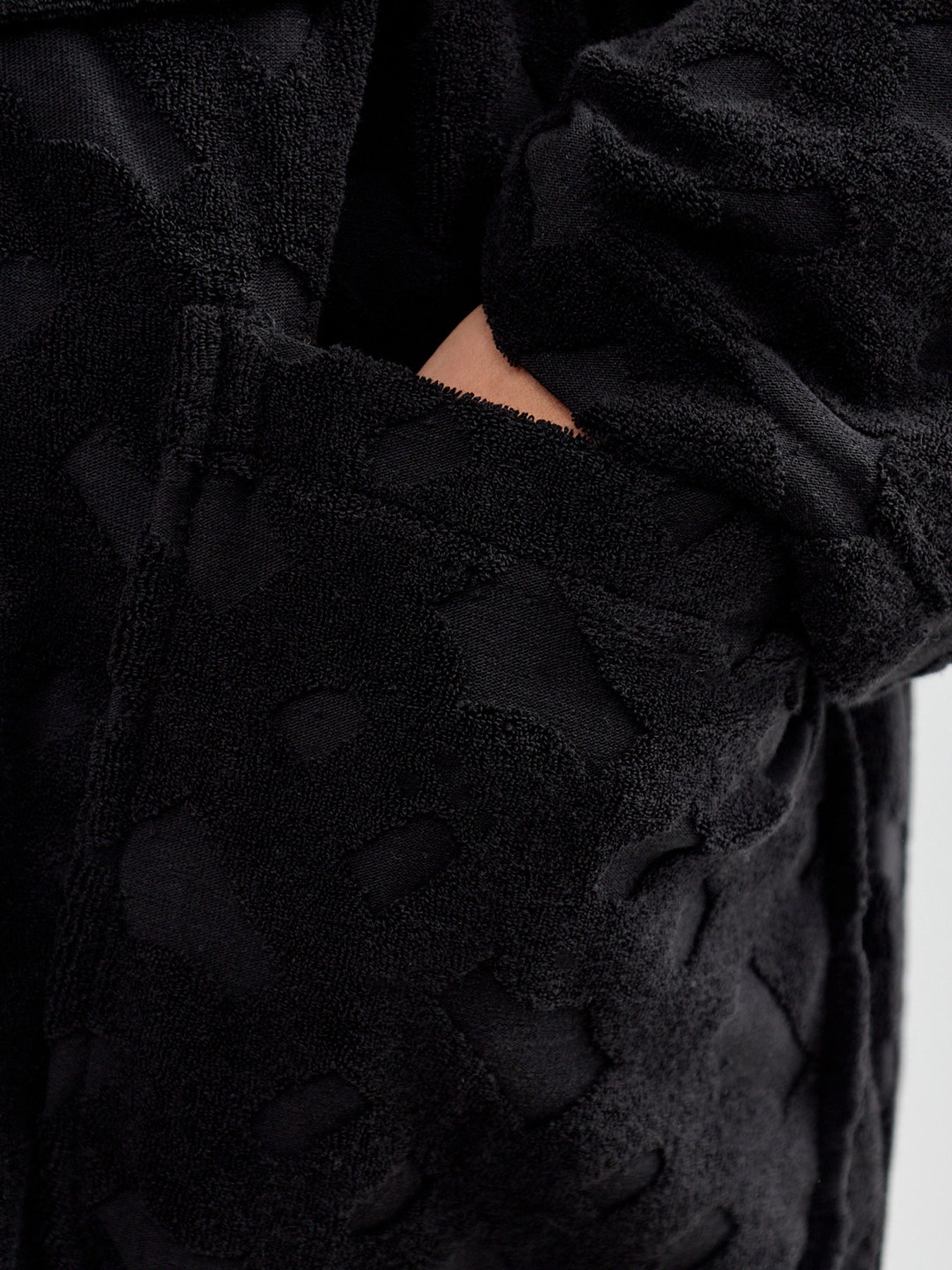 Cotton Blend Fashion Robe - Black