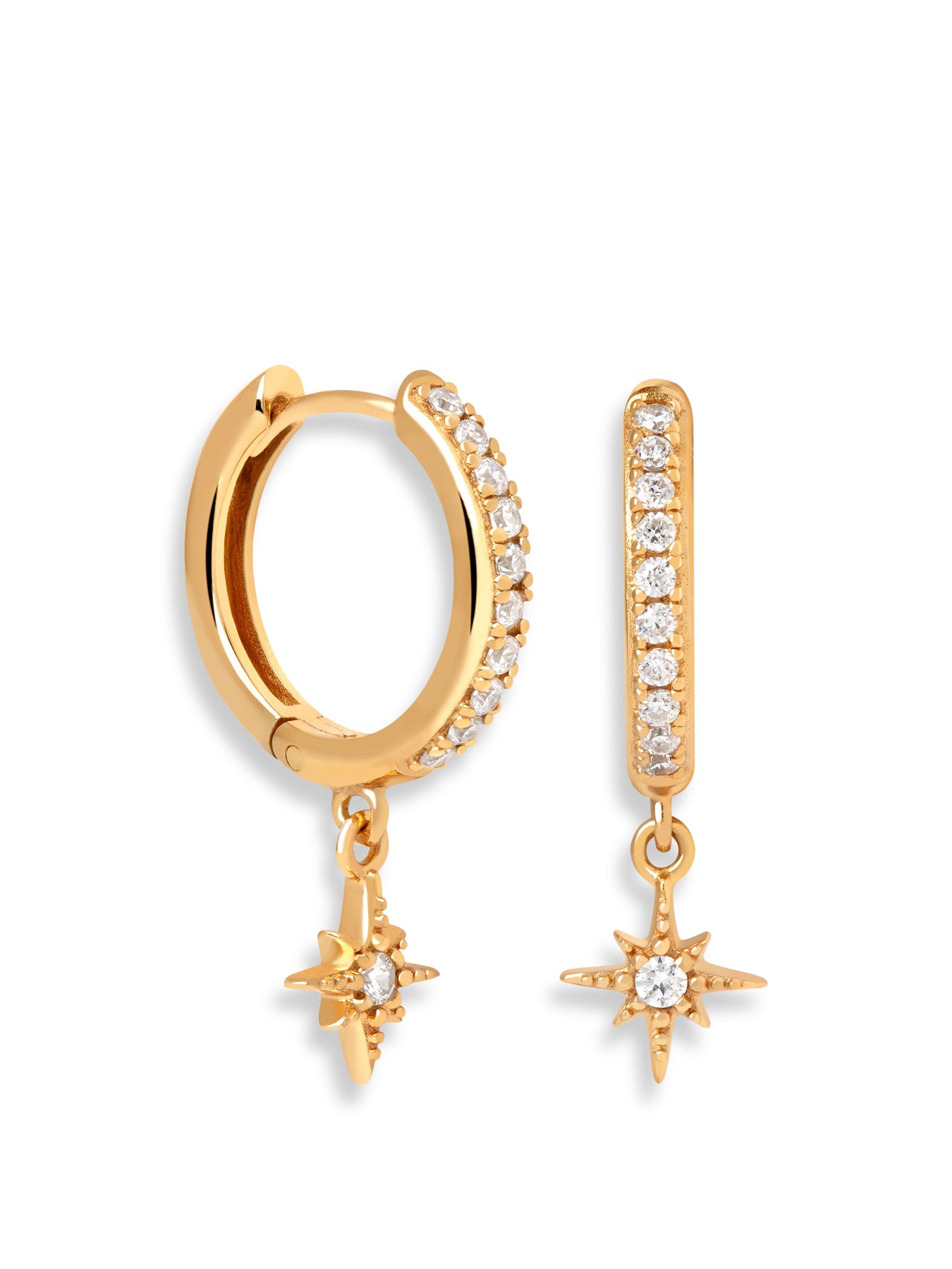 Crystal Star Hoops in Gold