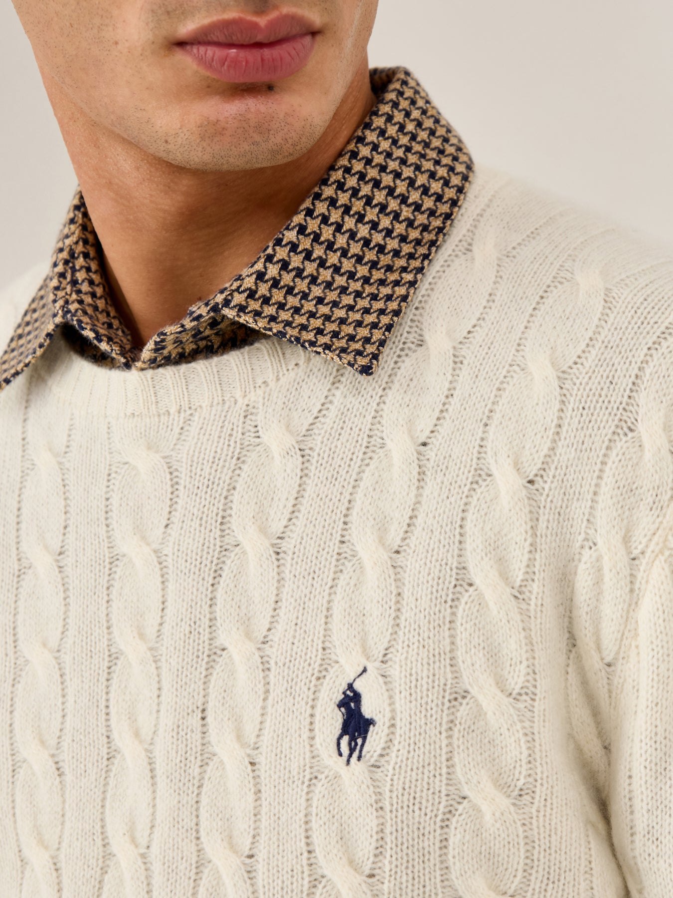 Wool Cashmere Blend Cable Knit Andover Cream