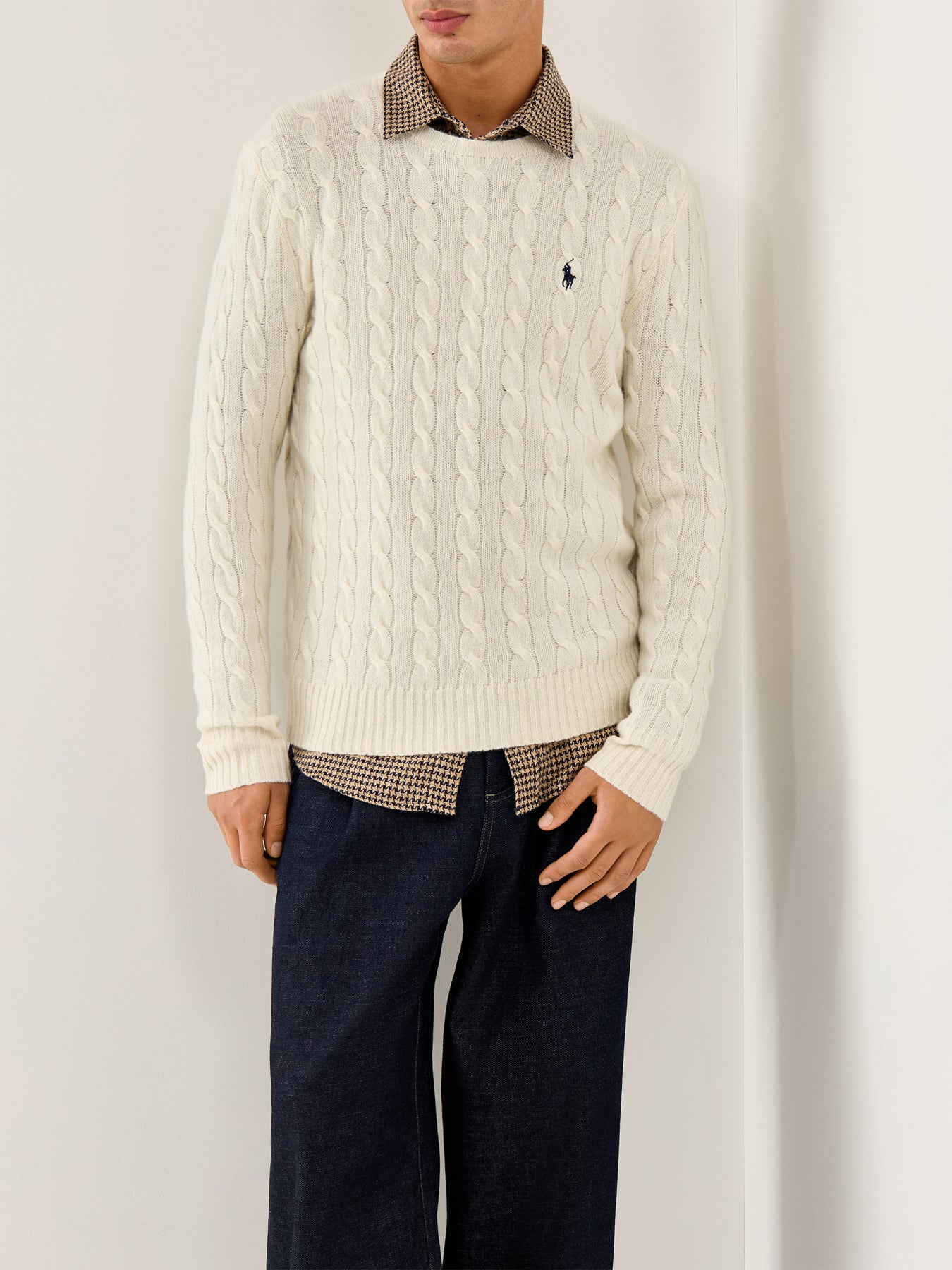 Wool Cashmere Blend Cable Knit Andover Cream
