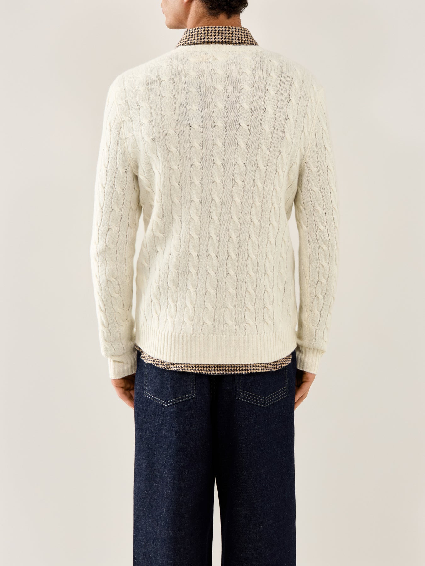 Wool Cashmere Blend Cable Knit Andover Cream