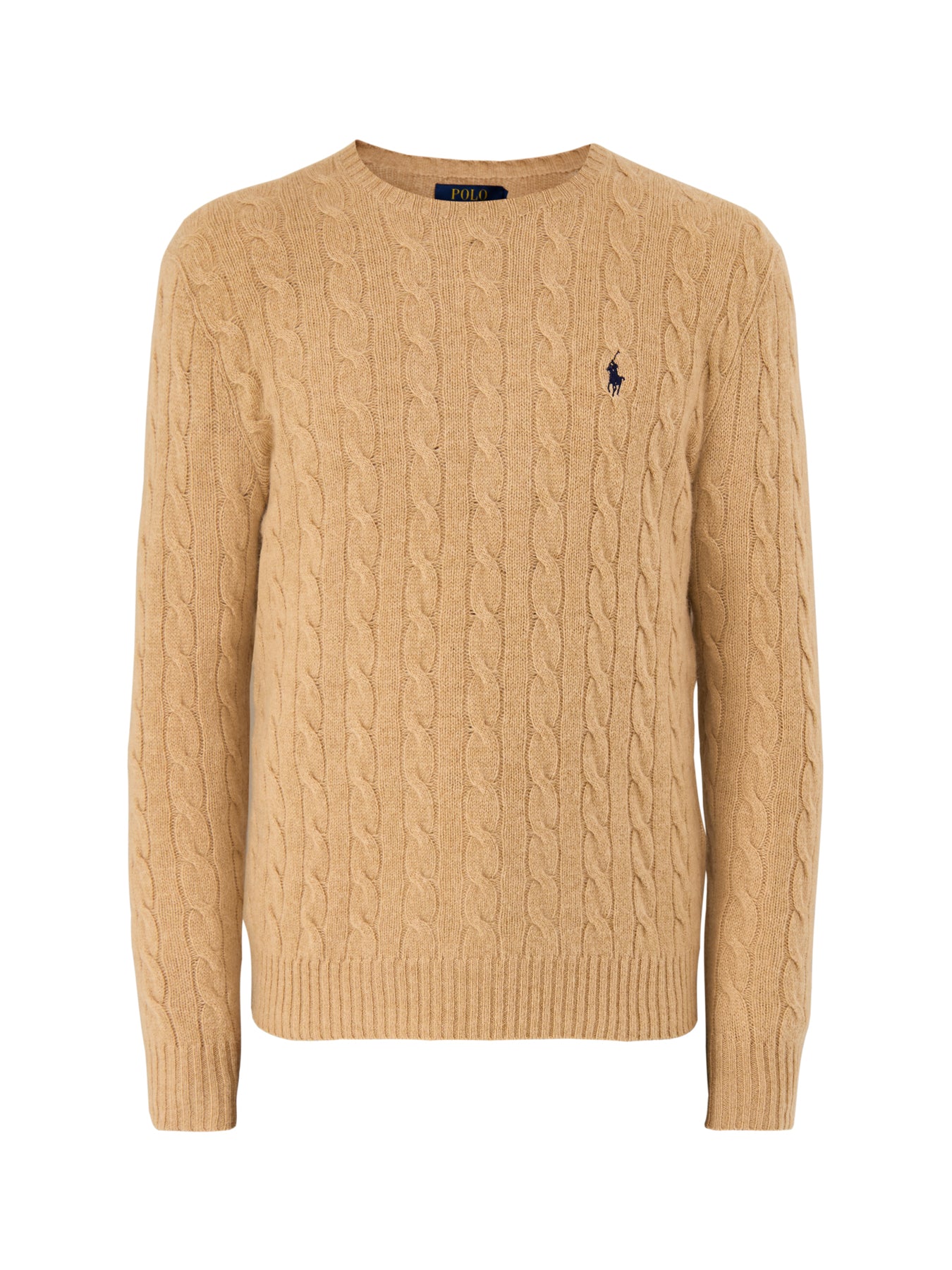 Wool Cashmere Blend Cable Knit Camel Melange