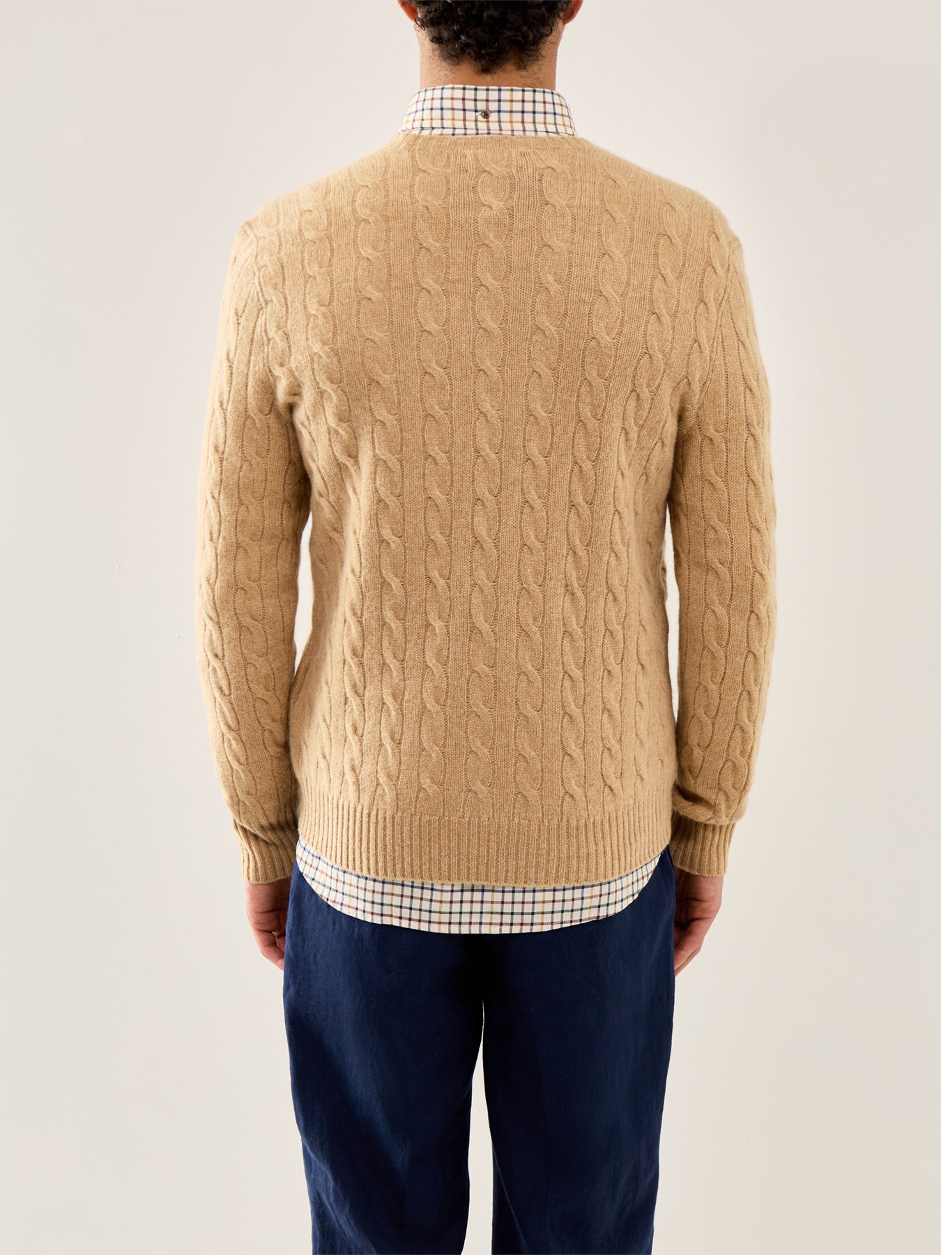 Wool Cashmere Blend Cable Knit Camel Melange