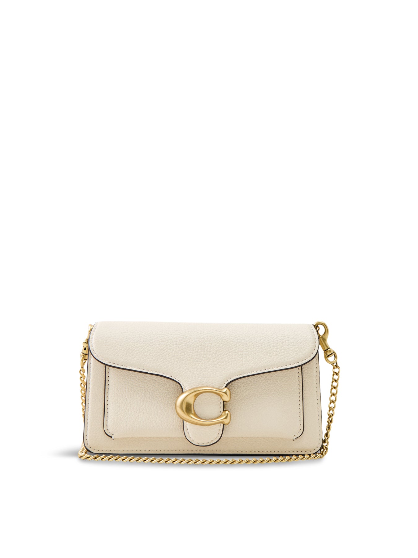 Tabby Chain Leather Clutch Chalk