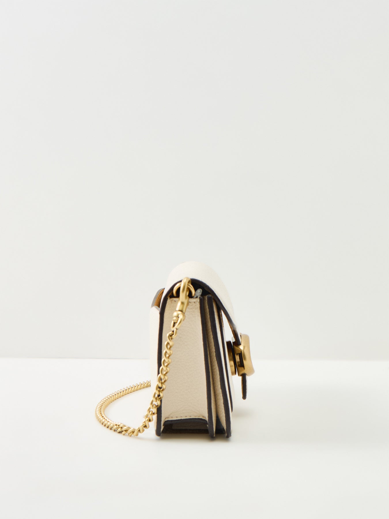 Tabby Chain Leather Clutch Chalk