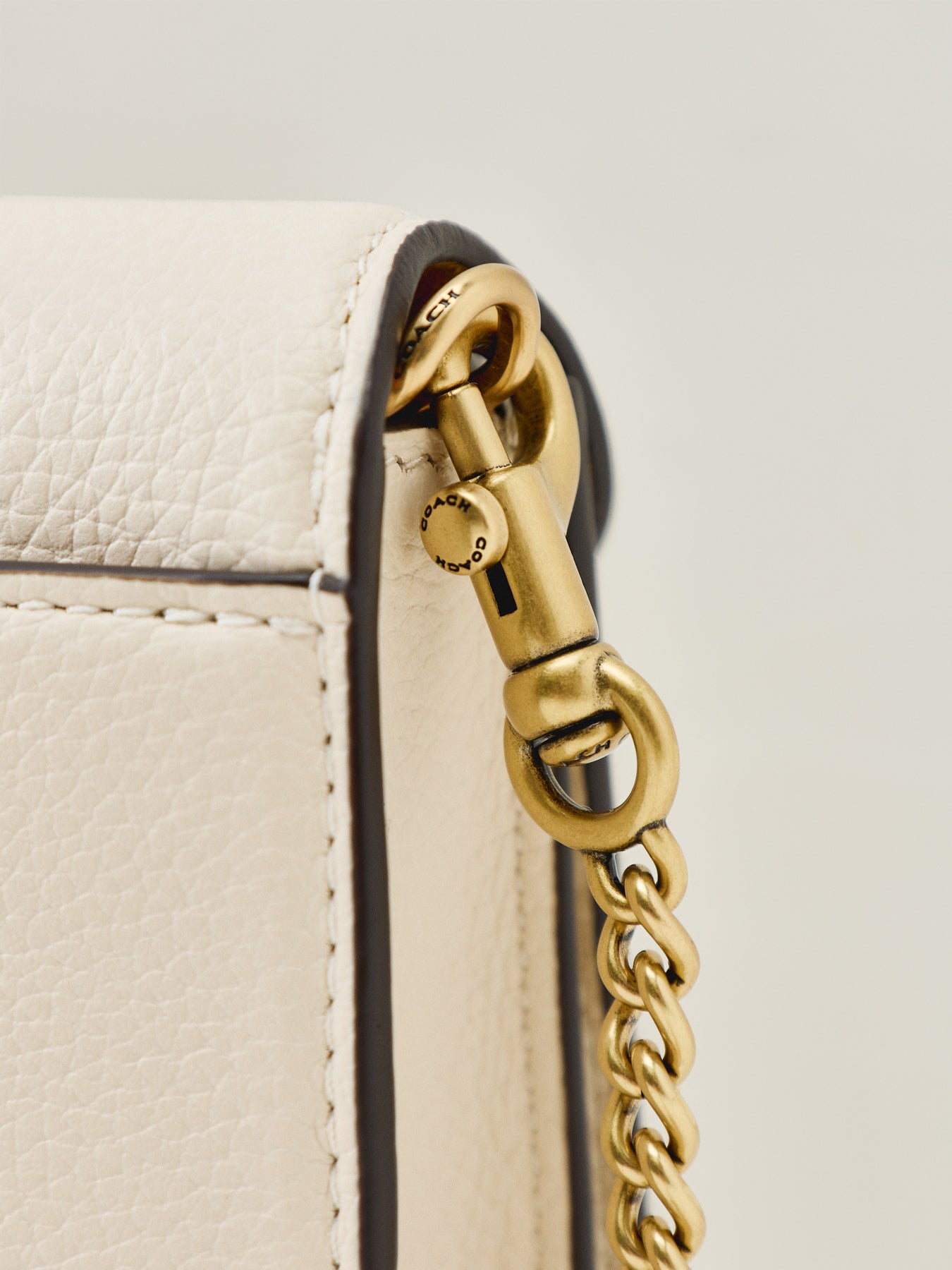 Tabby Chain Leather Clutch Chalk