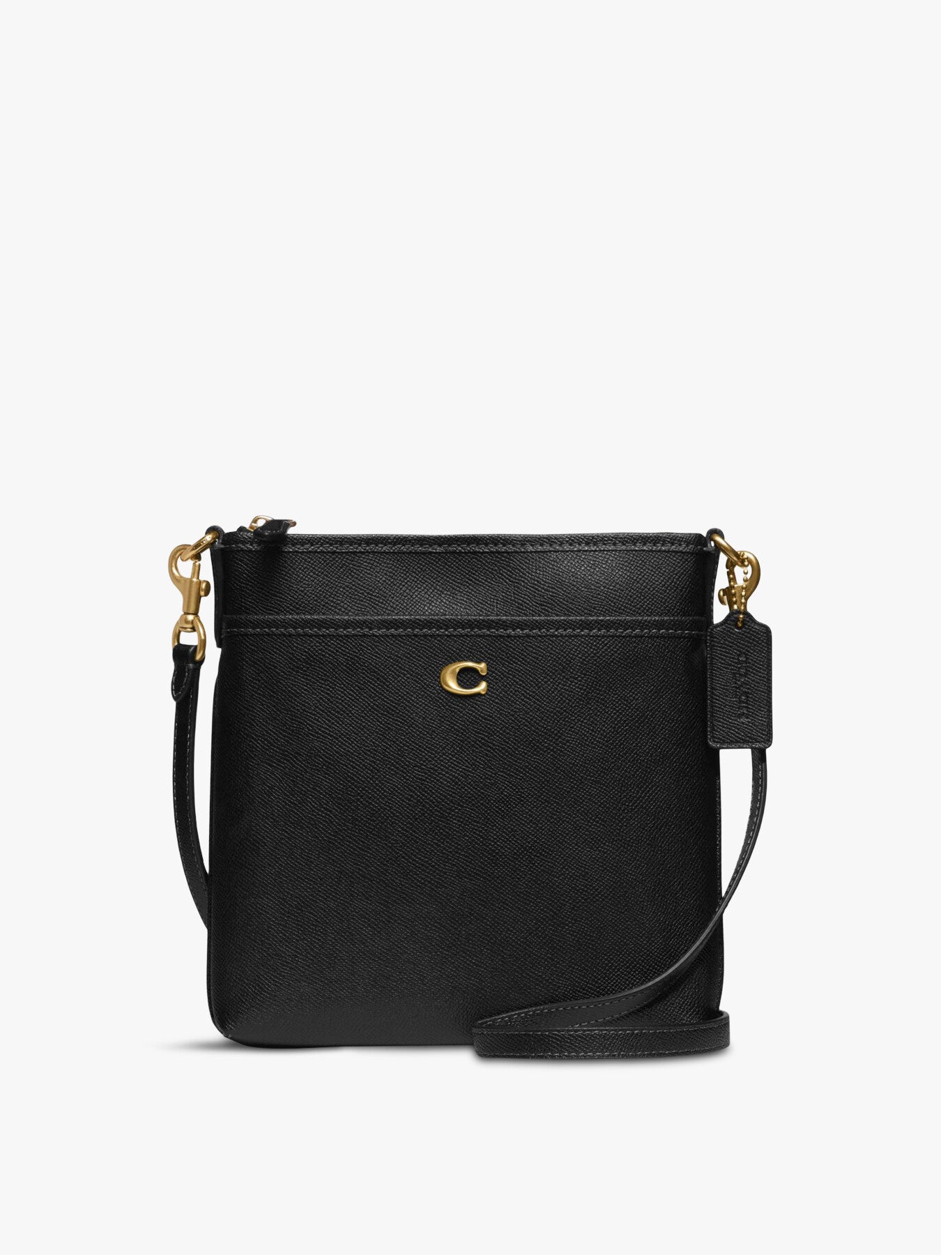 Kitt Leather Messenger Crossbody Bag Black