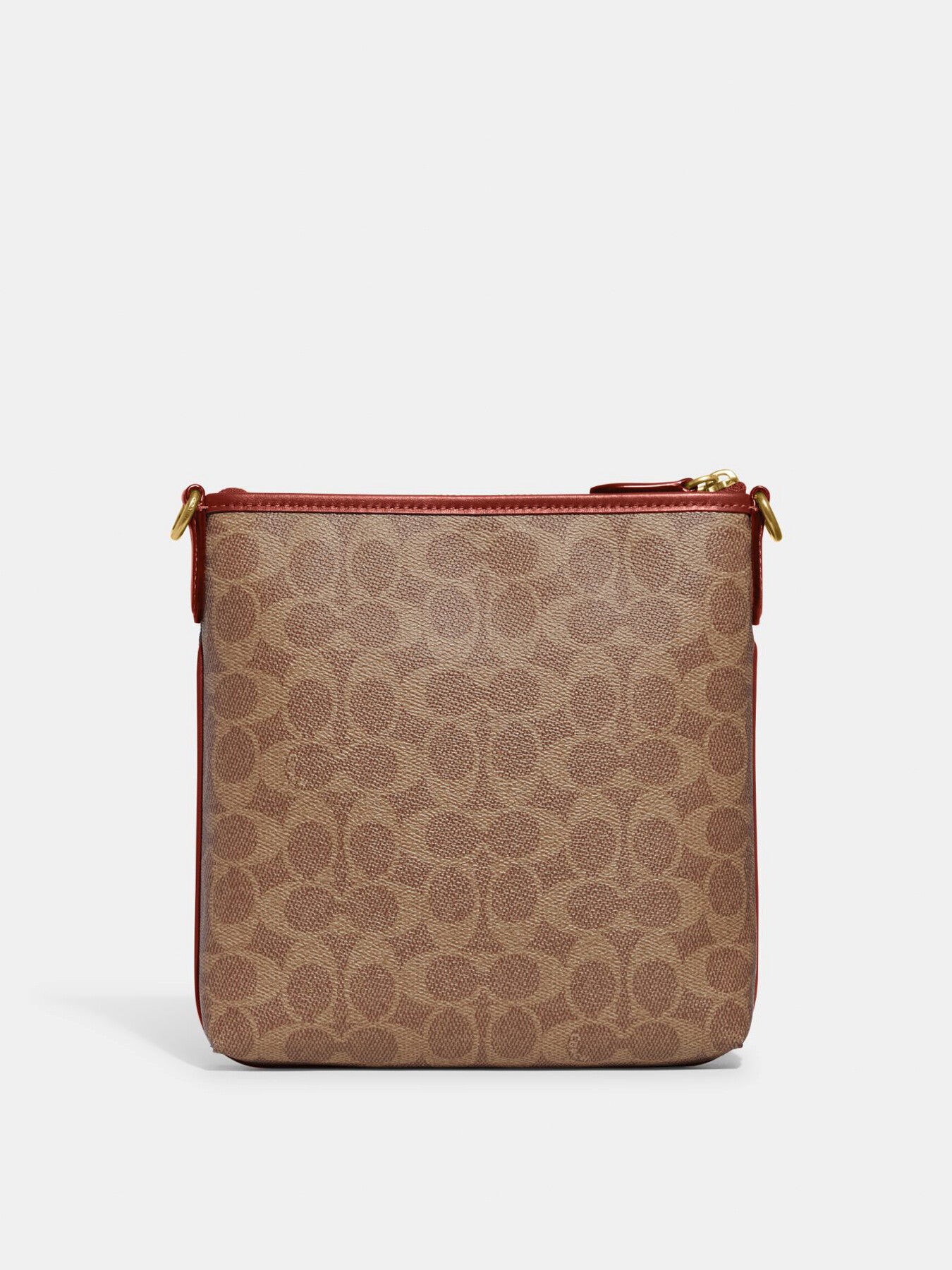 Kitt Messenger Crossbody In Colorblock Signature Canvas Tan Rust