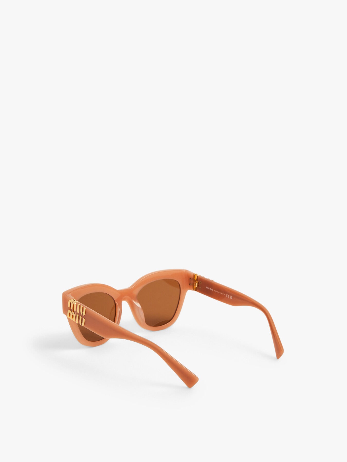 MU 01YS Round Acetate Miu Miu Gold Logo Sunglasses