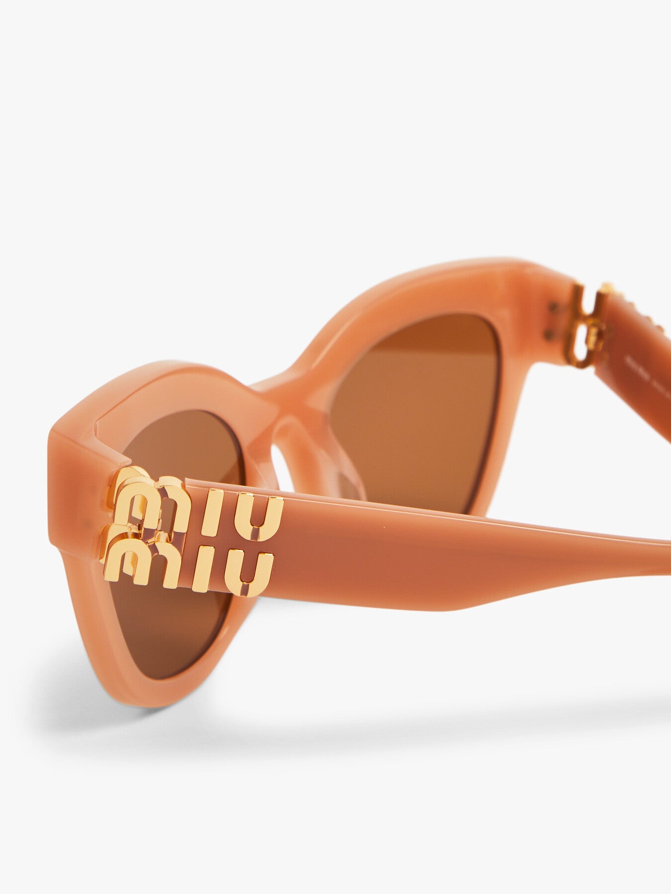 MU 01YS Round Acetate Miu Miu Gold Logo Sunglasses