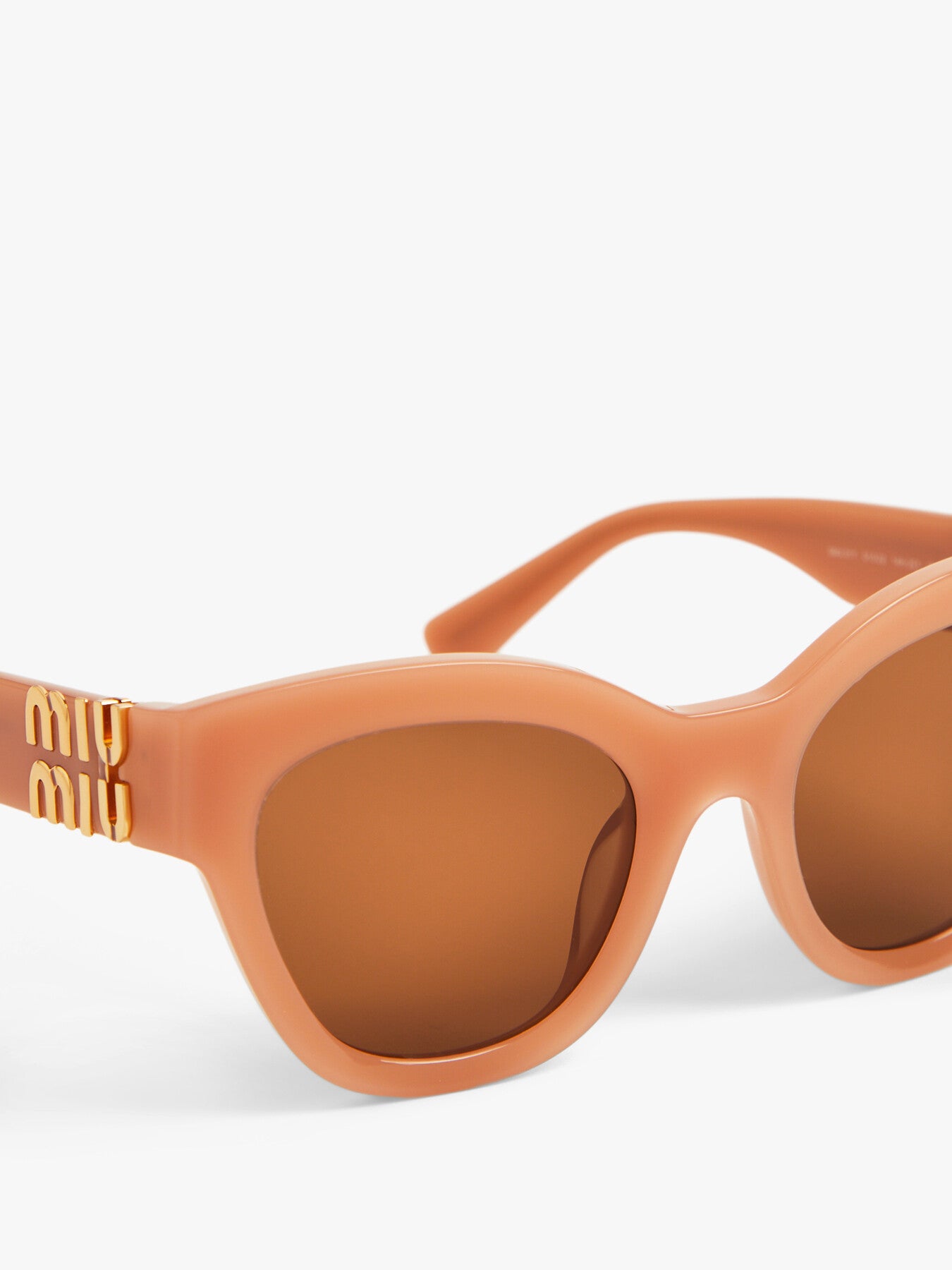 MU 01YS Round Acetate Miu Miu Gold Logo Sunglasses