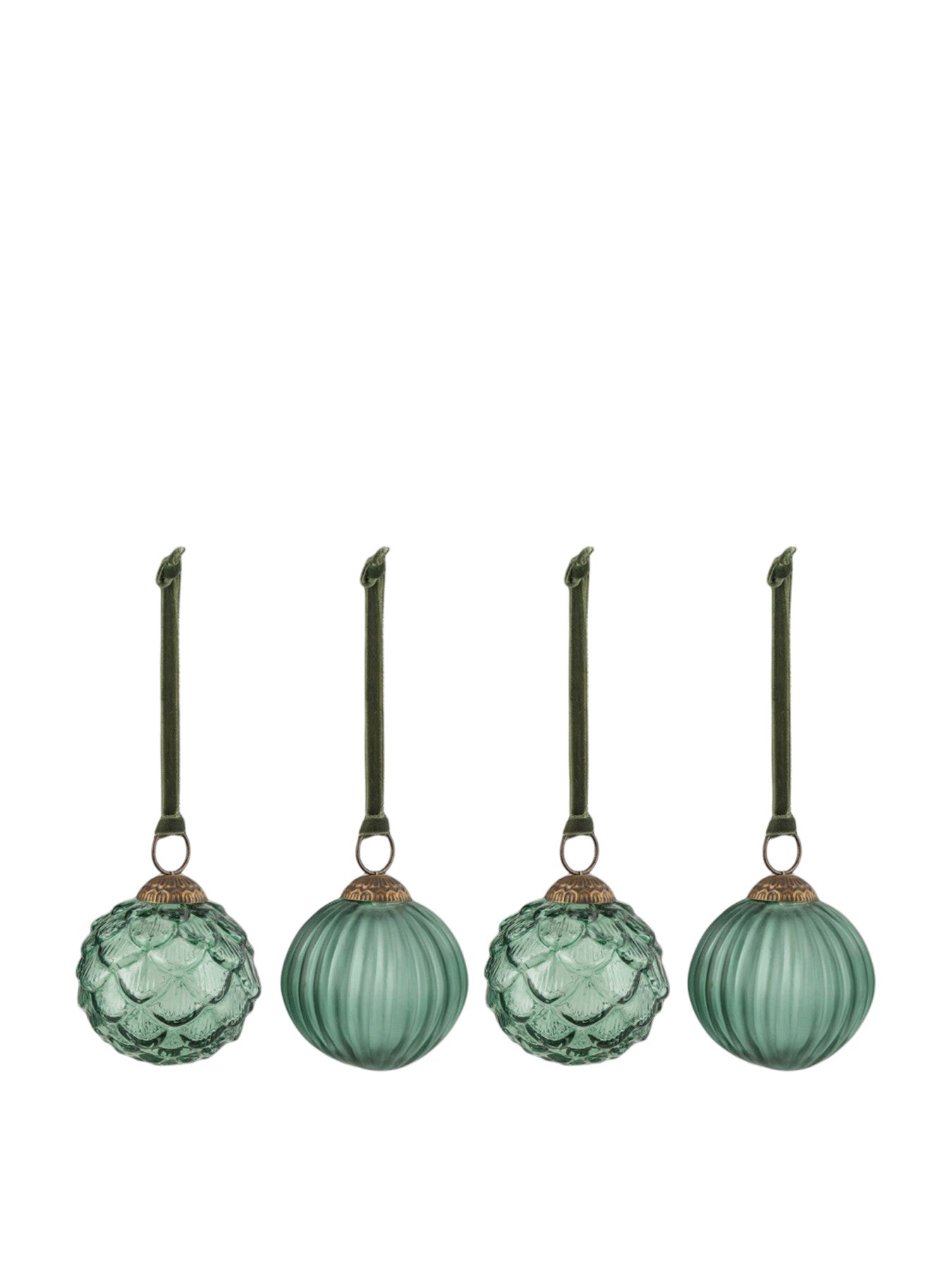 Hara Green Glass Baubles Pack Of 4