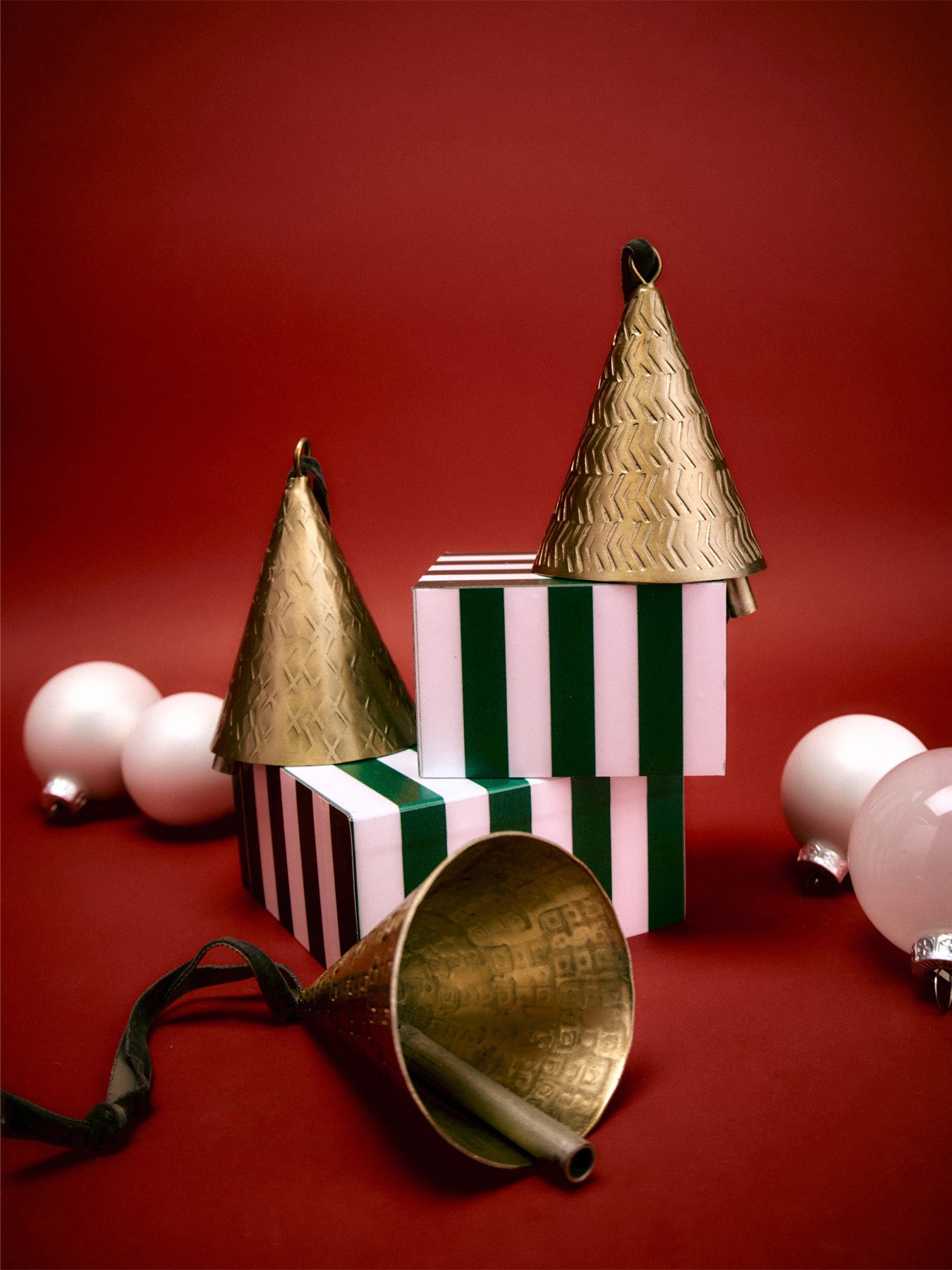 Manya Metal Bell Baubles Christmas Decoration Set of 3