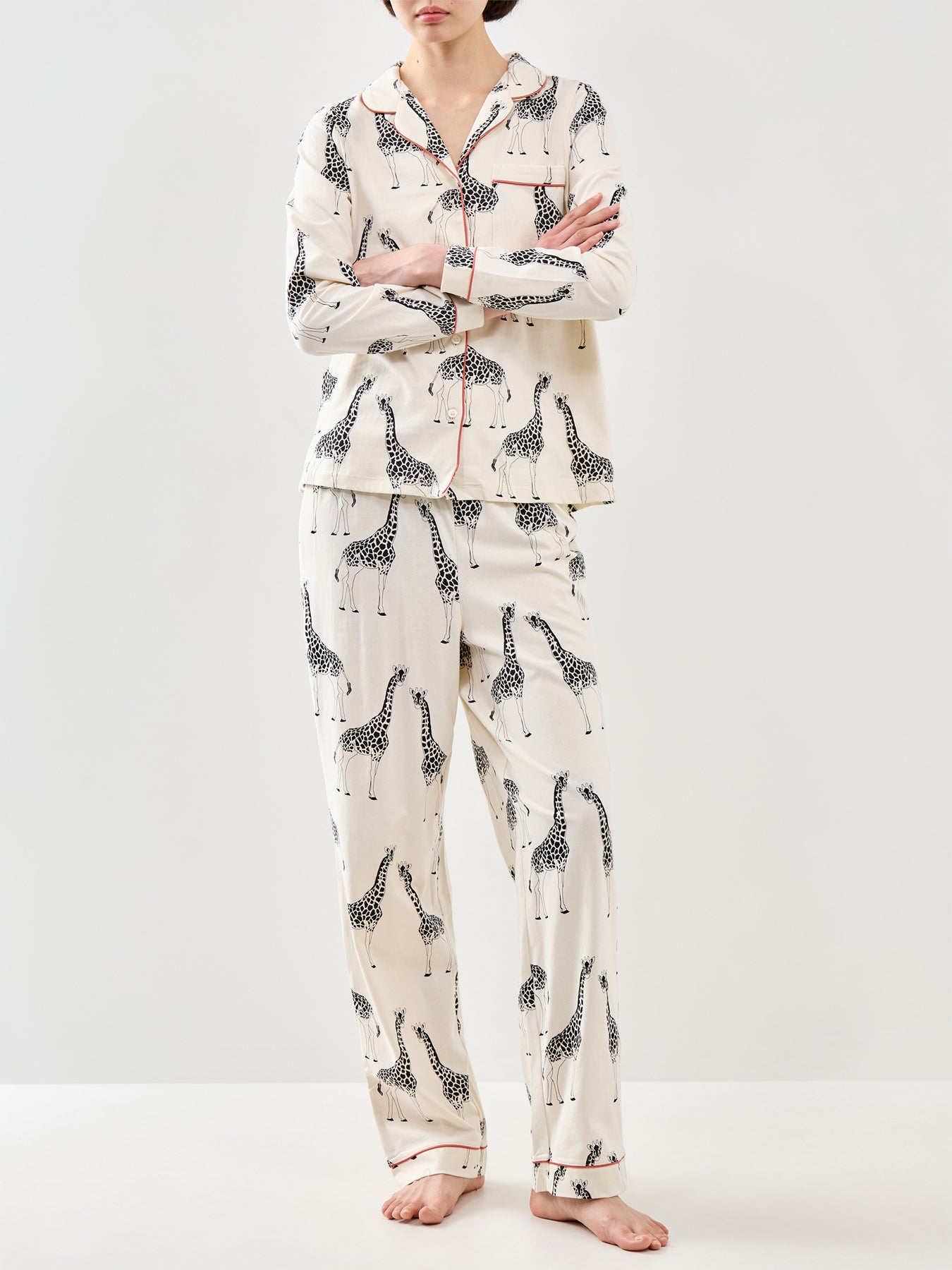 Giraffe Print Button Up Organic Long Set