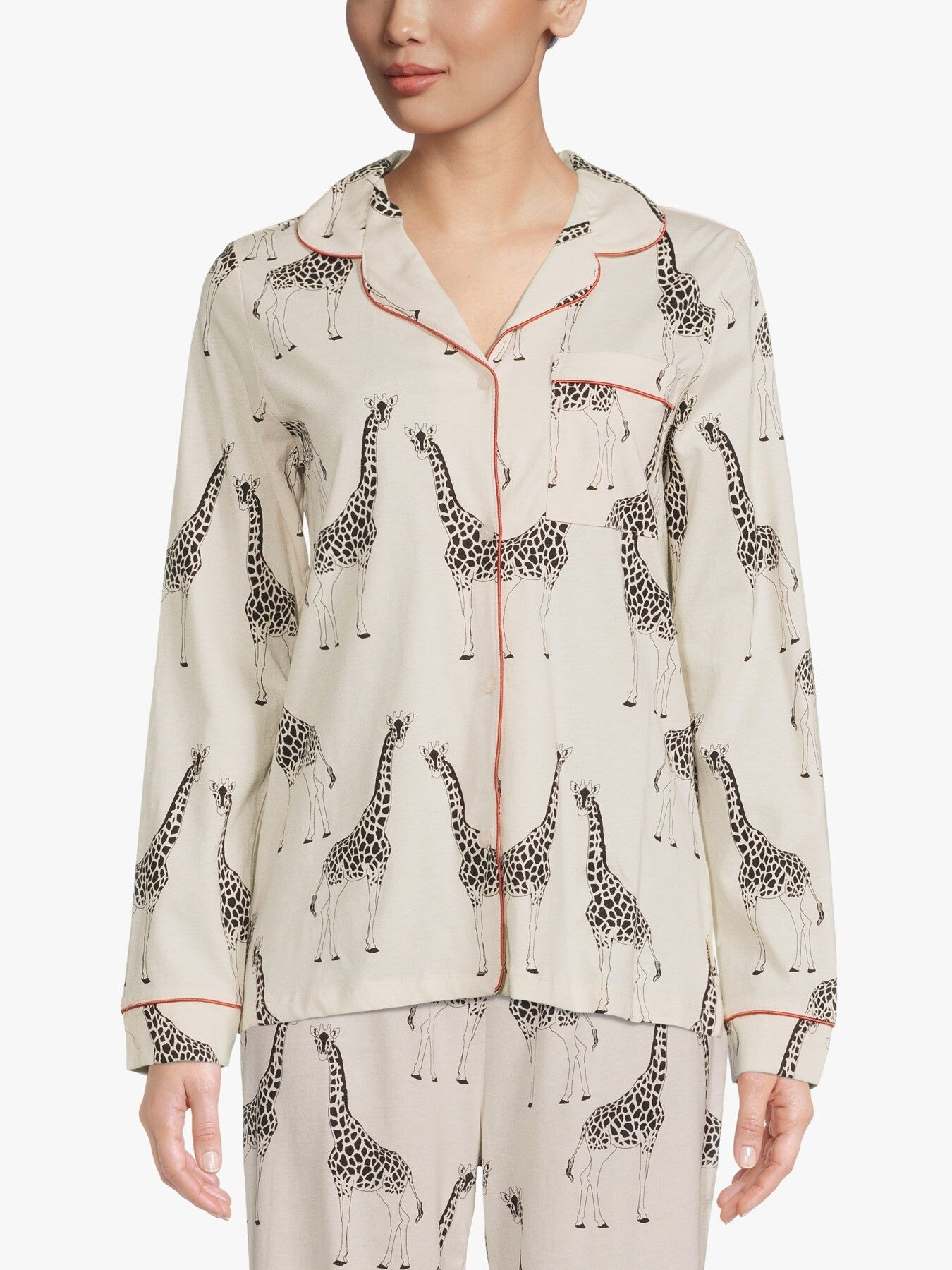 Giraffe Print Button Up Organic Long Set