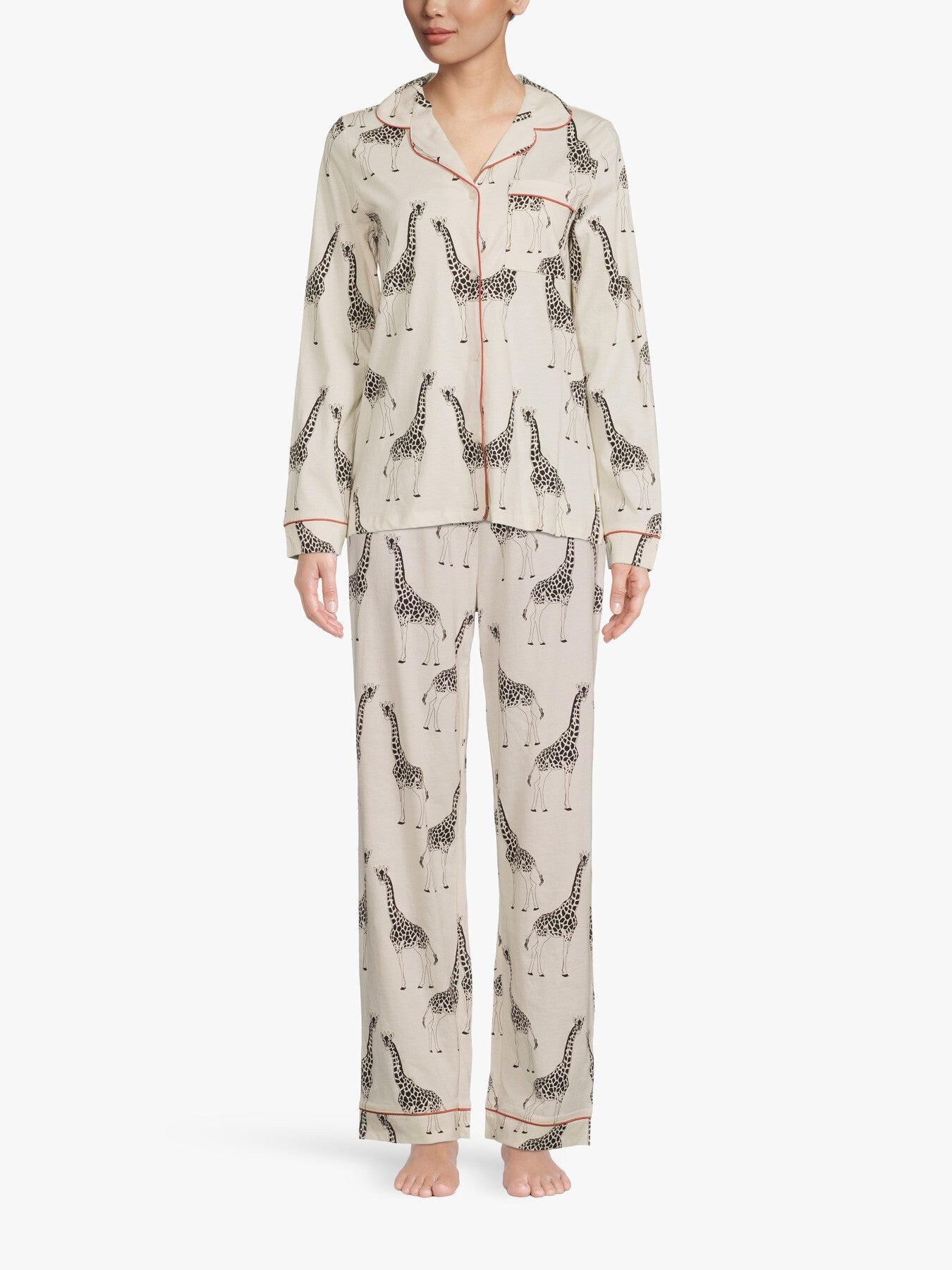 Giraffe Print Button Up Organic Long Set