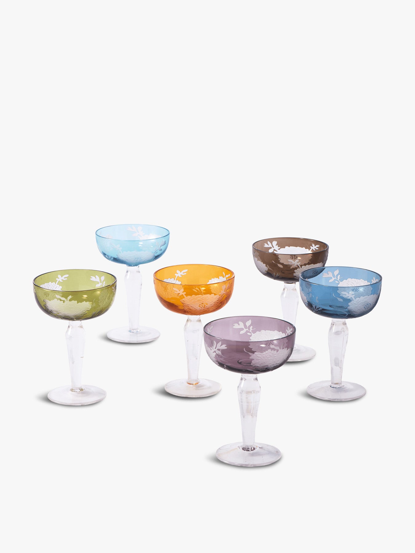 Multicolour Peony Coupe Glasses