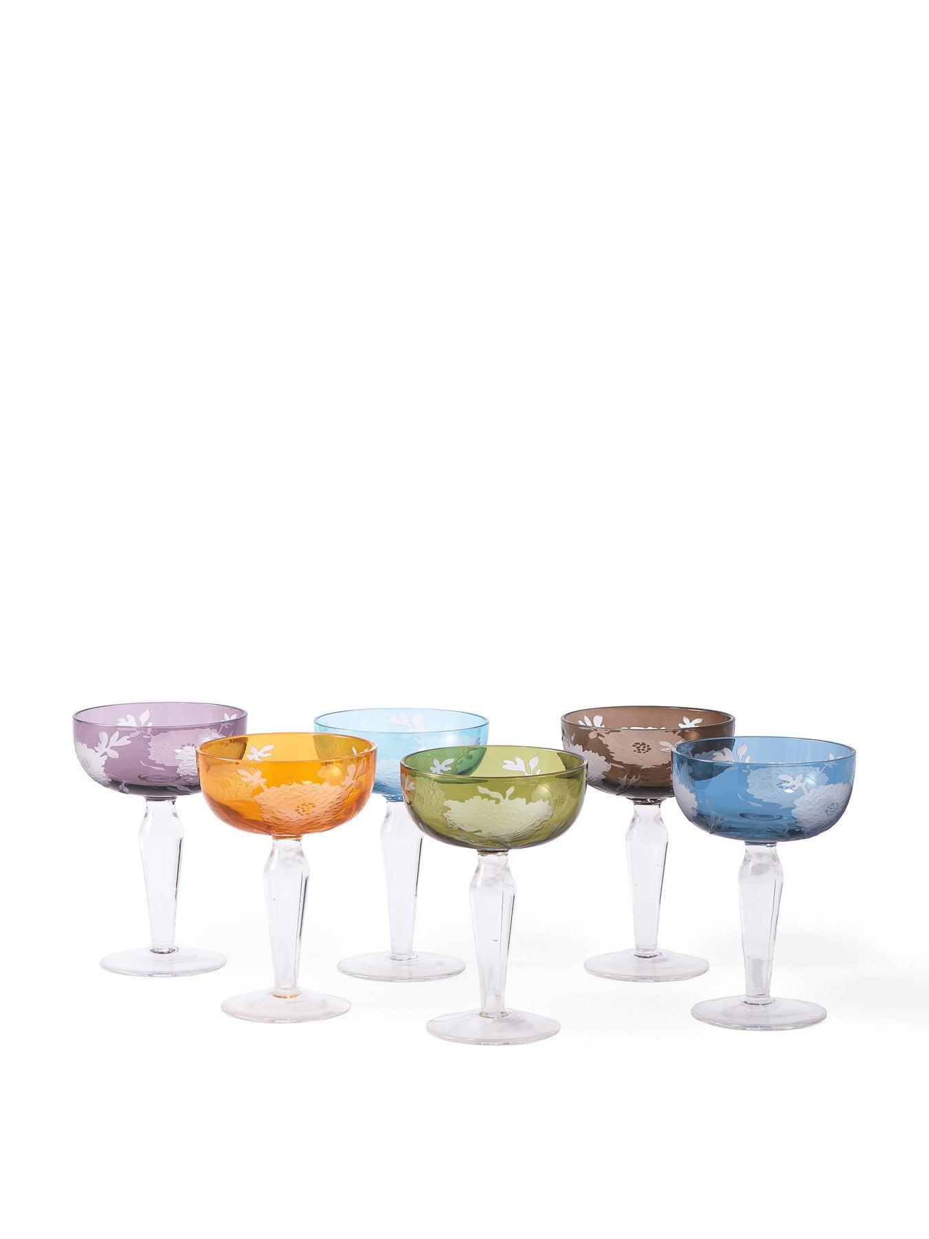 Multicolour Peony Coupe Glasses