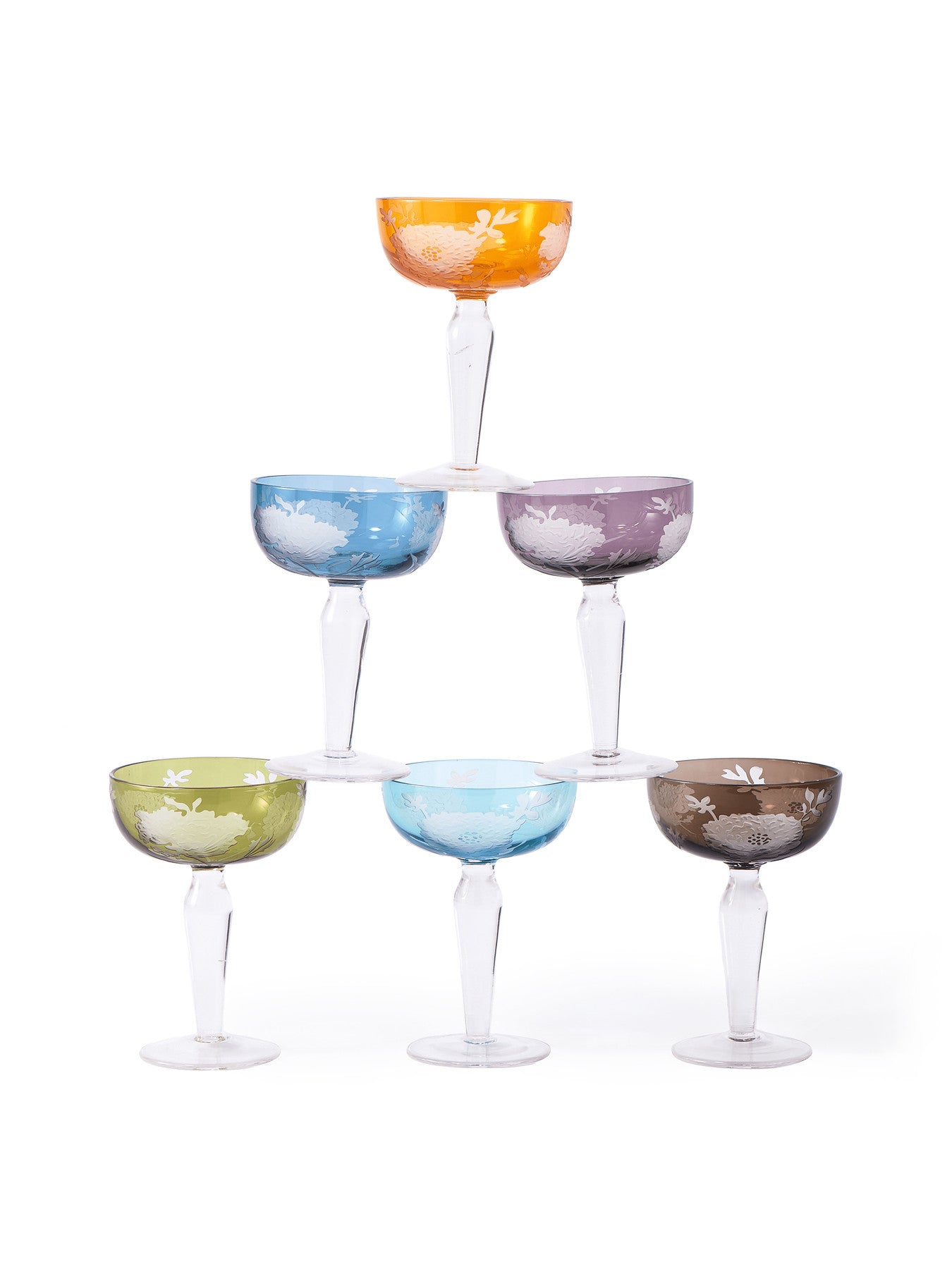 Multicolour Peony Coupe Glasses