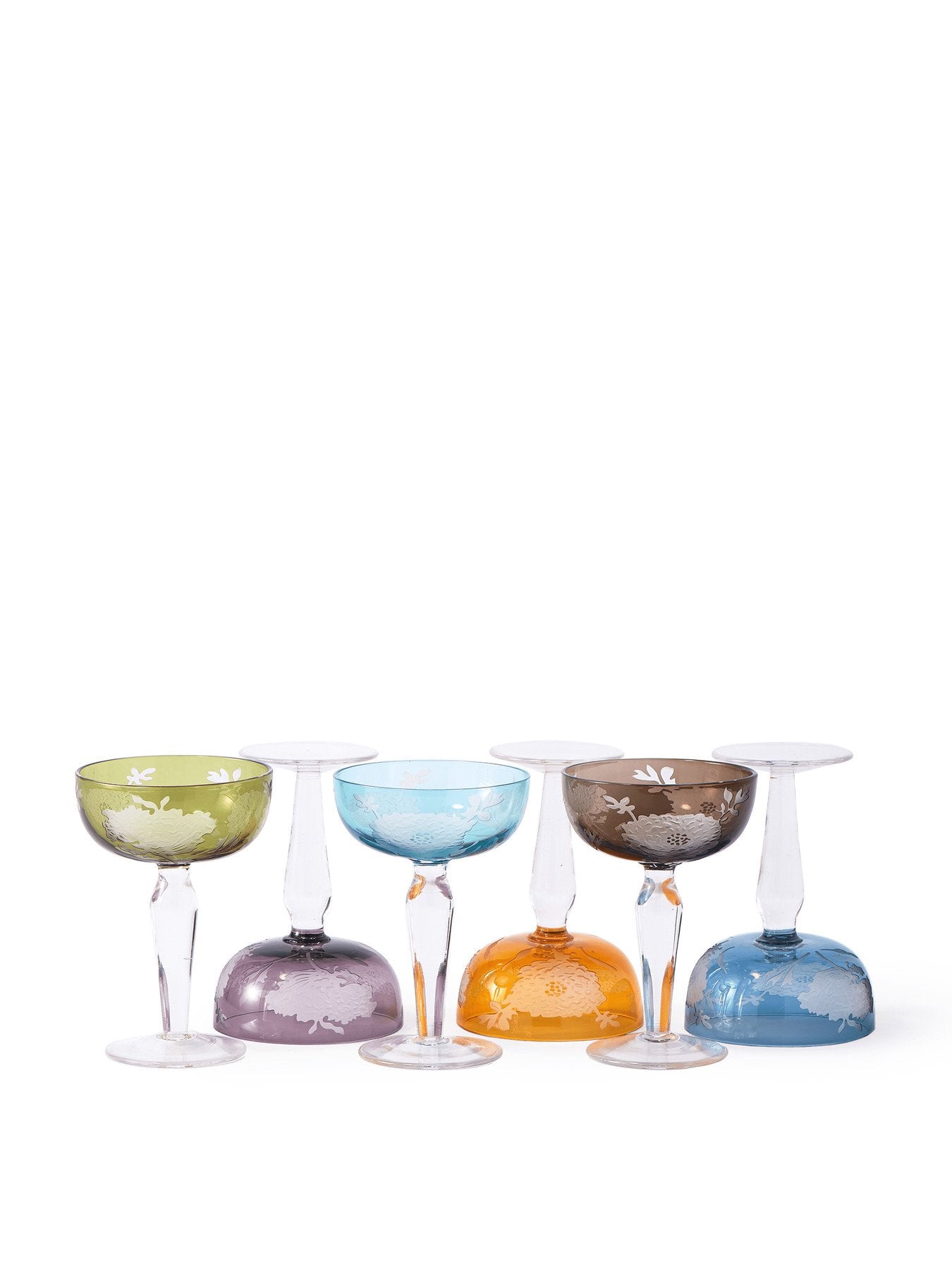 Multicolour Peony Coupe Glasses