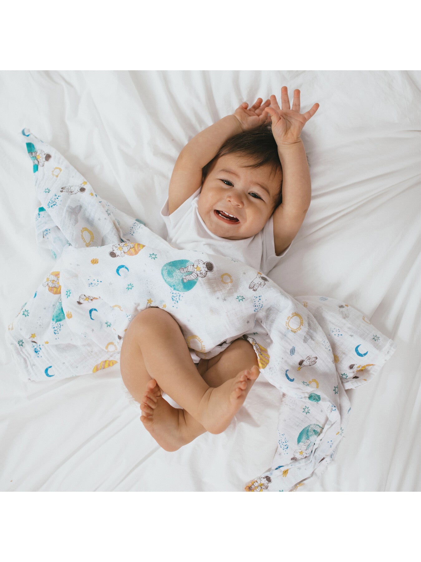 Muslin Swadle Blanket 4-Pack Space Explorers