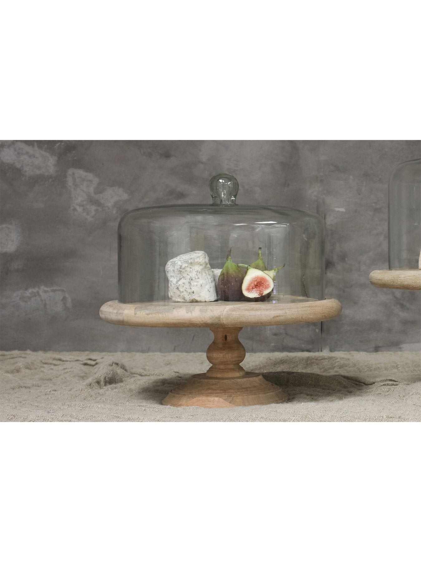 Recycled Glass Dome and Mango Wood Cake Stand