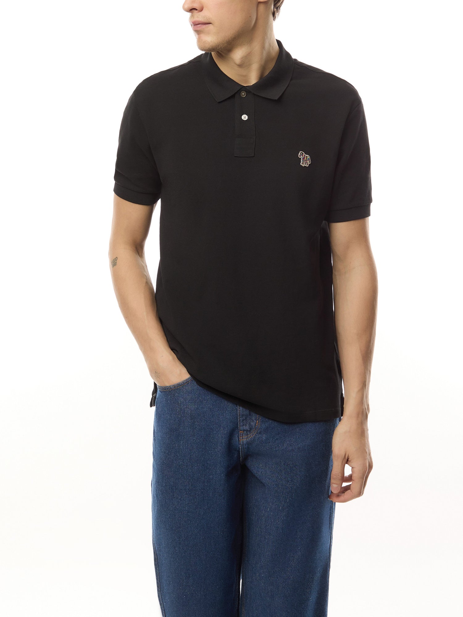 Mens Reg Fit Short Sleeve Polo Shirt Zebra