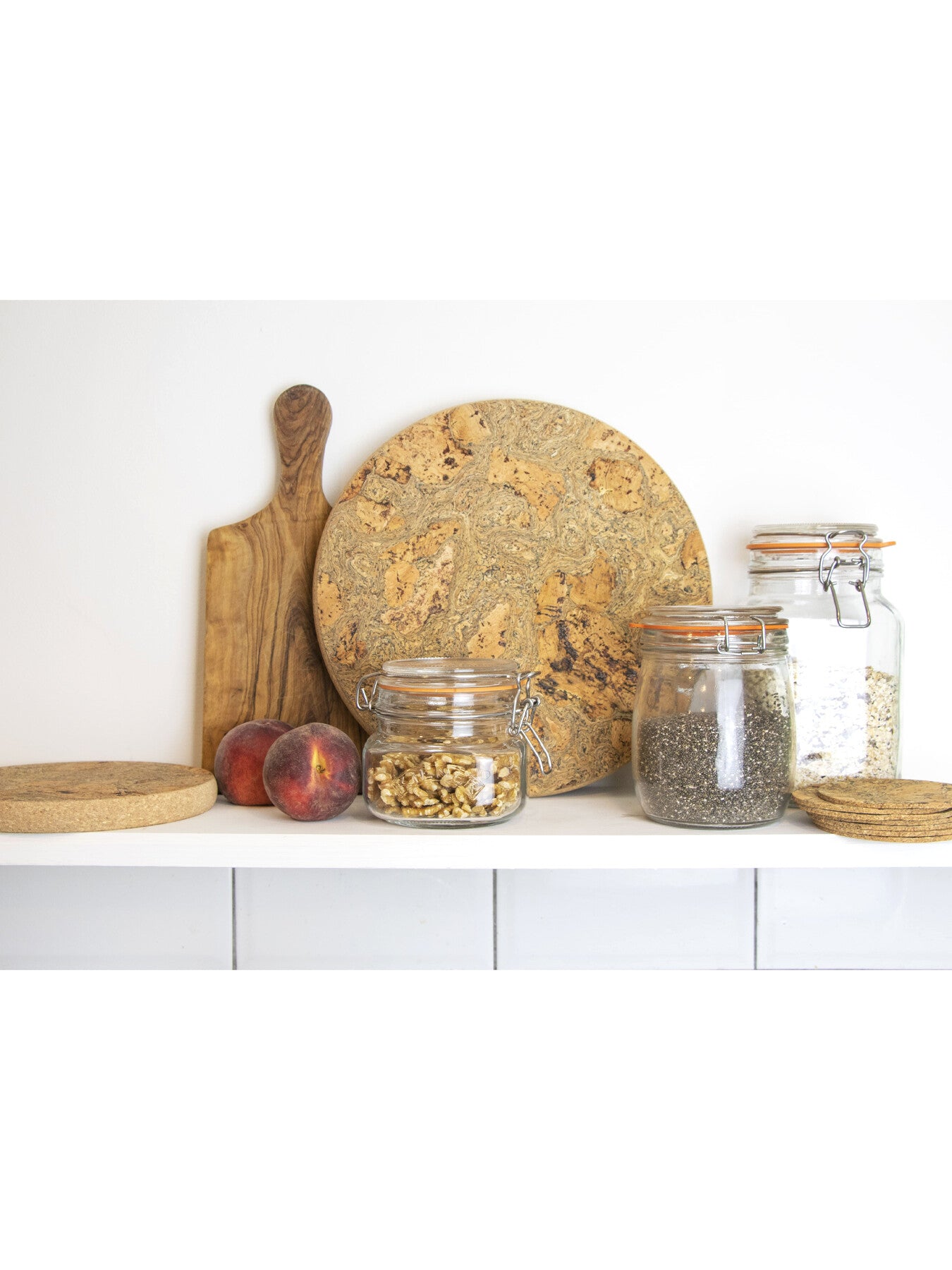 Ice Grey Cork Large Round Trivet