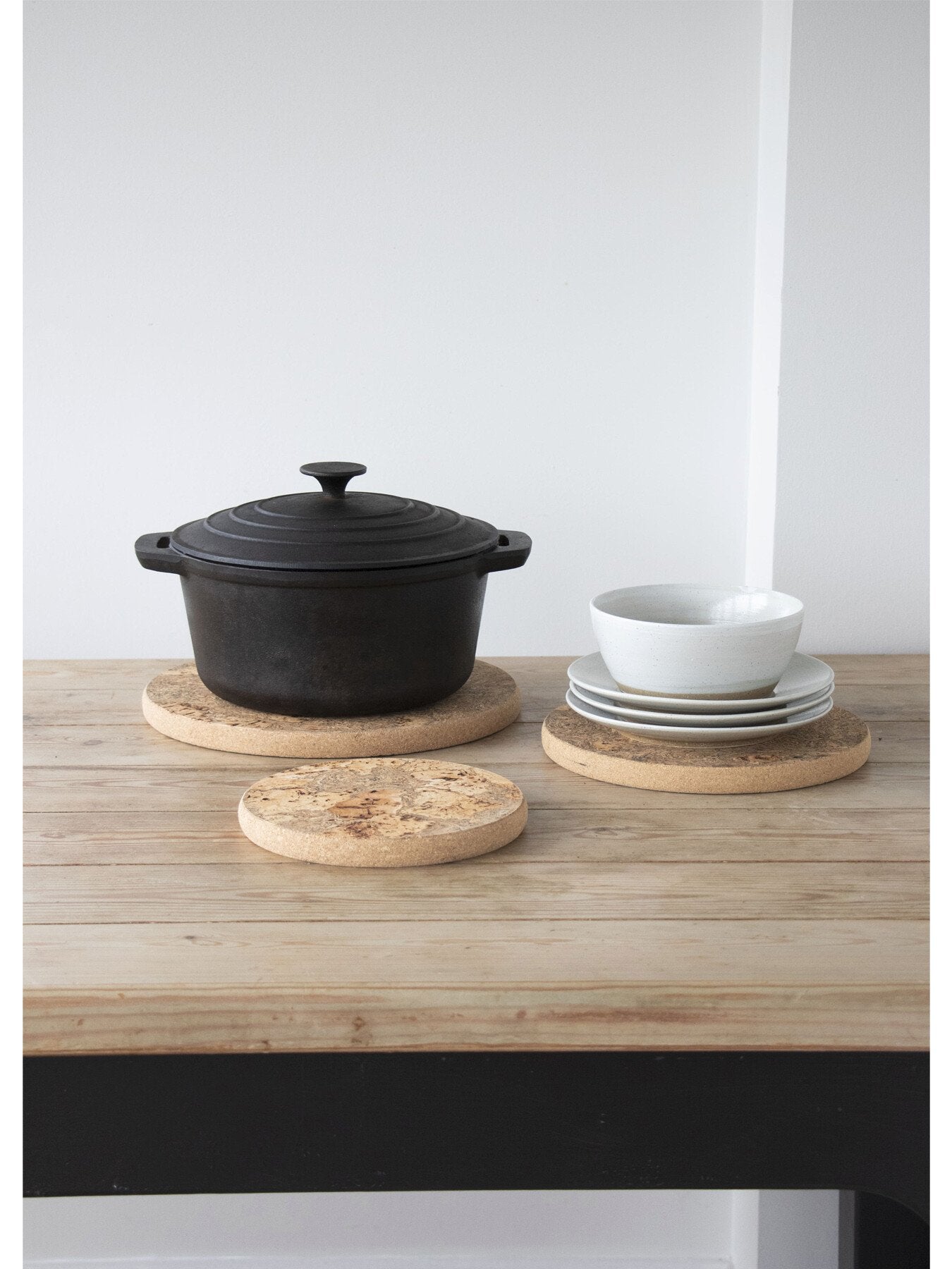 Ice Grey Cork Large Round Trivet