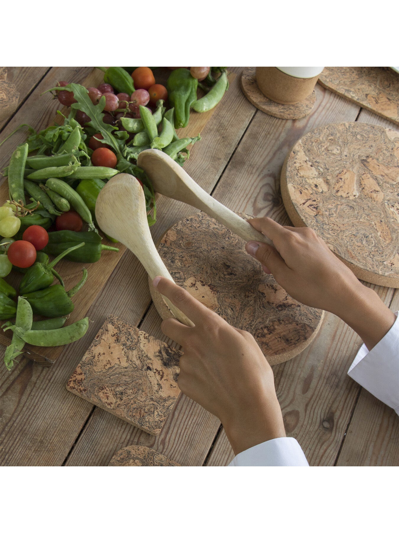 Ice Grey Cork Large Round Trivet
