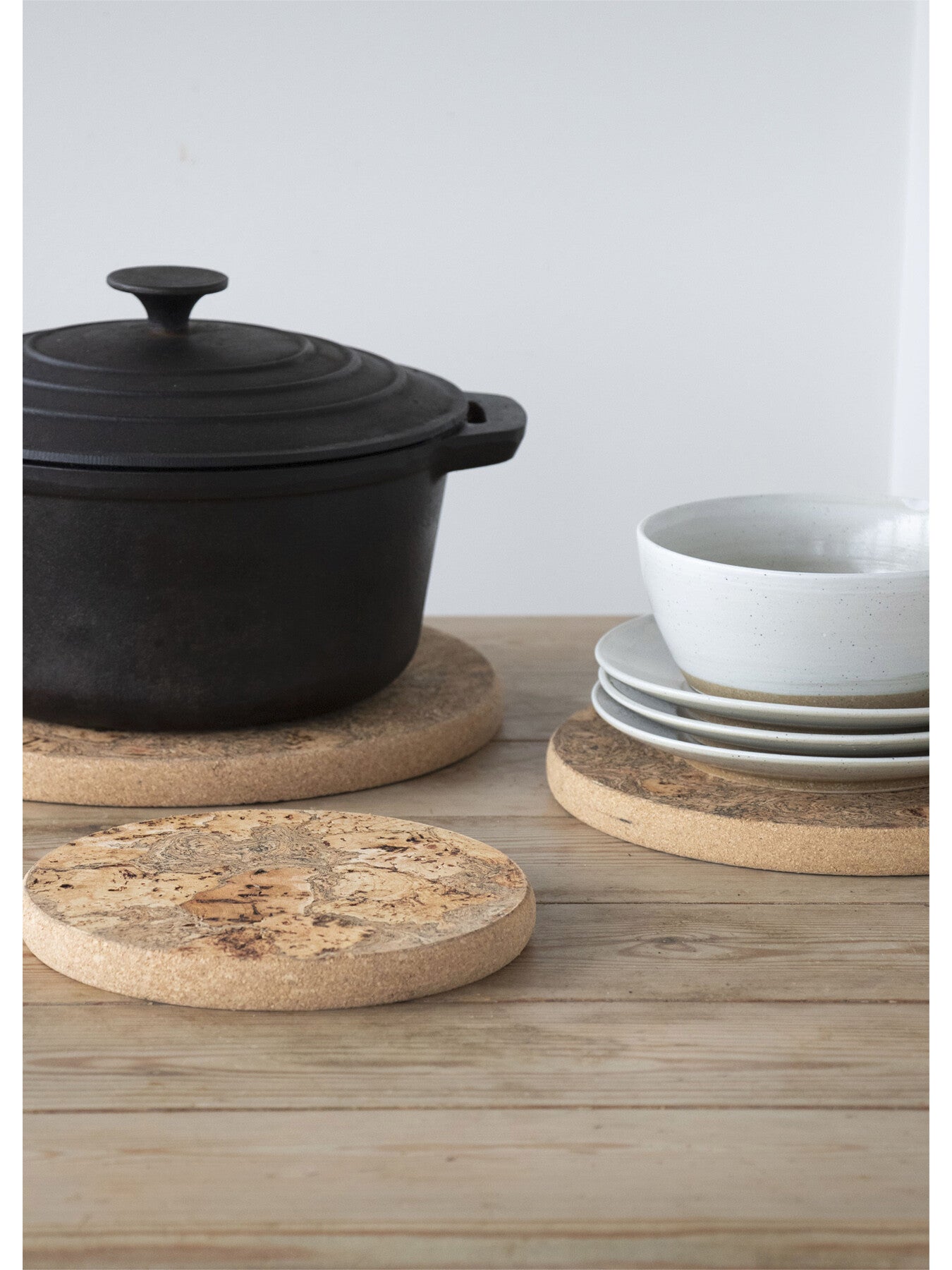 Ice Grey Cork Medium Round Trivet