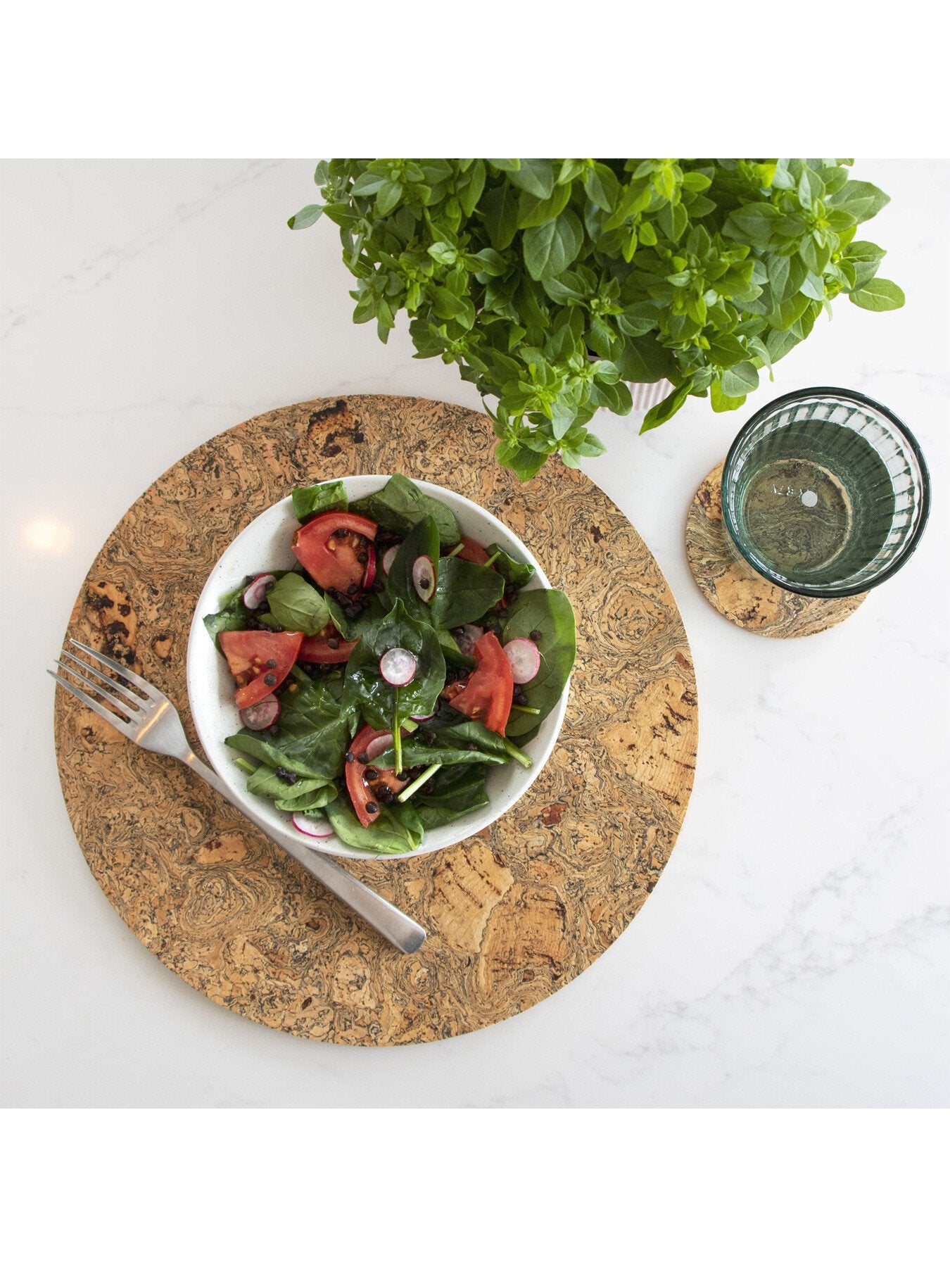 Ice Grey Cork Round Coaster Set of 4