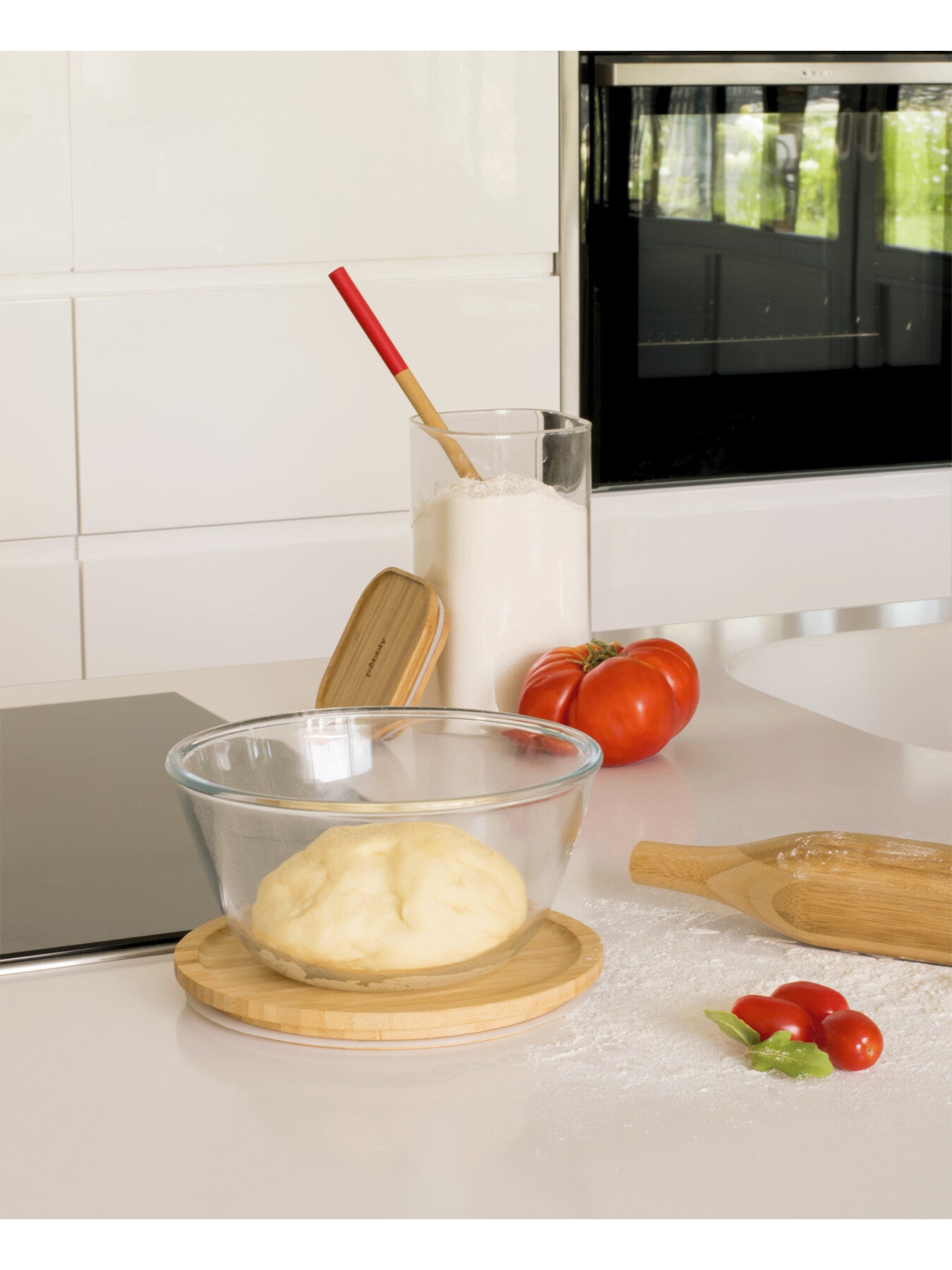 Glass Mixing Bowl with Bamboo Lid 1.6L